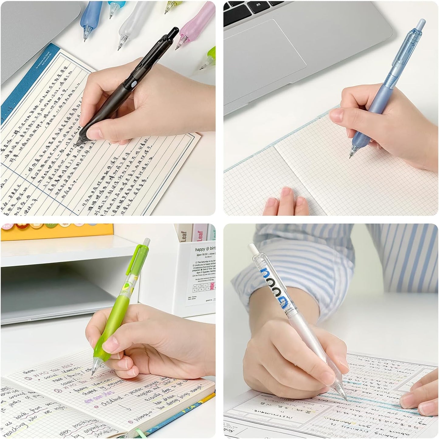 Smooth Writing Pens - Fine Point 0.5mm Black Ink Gel Pen, Retractable Click Design with Ergonomic Soft Grip Cushion, 5 Pcs for Office & School Supplies (4-Pack)