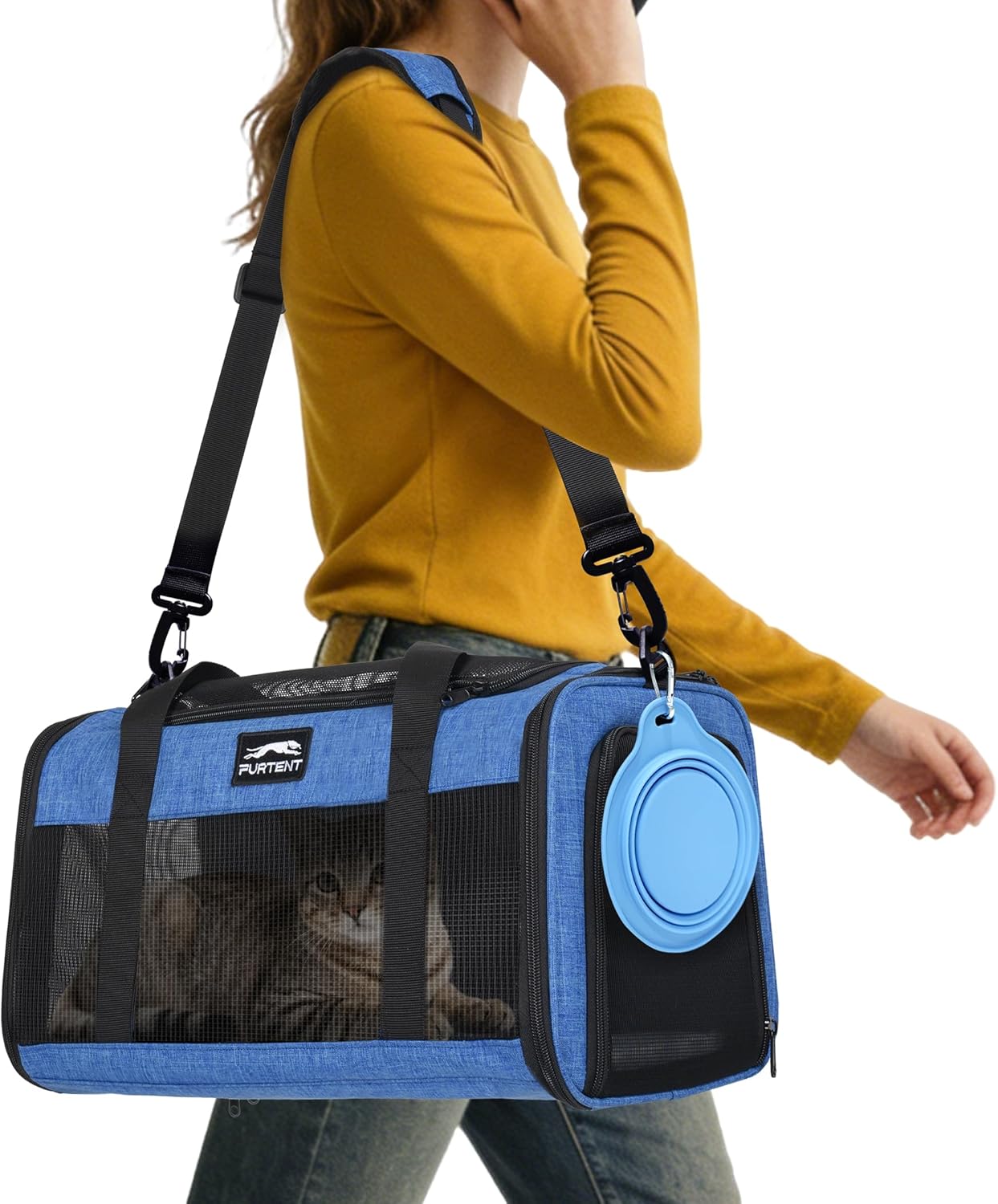 Pet Carrier Airline Approved, Soft Sided Cat Carrier for Small Pets up to 13 lbs, TSA Approved Dog Travel Bag with Foldable Bowl, Portable Soft Sided Pet Carrier for Kittens and Puppies