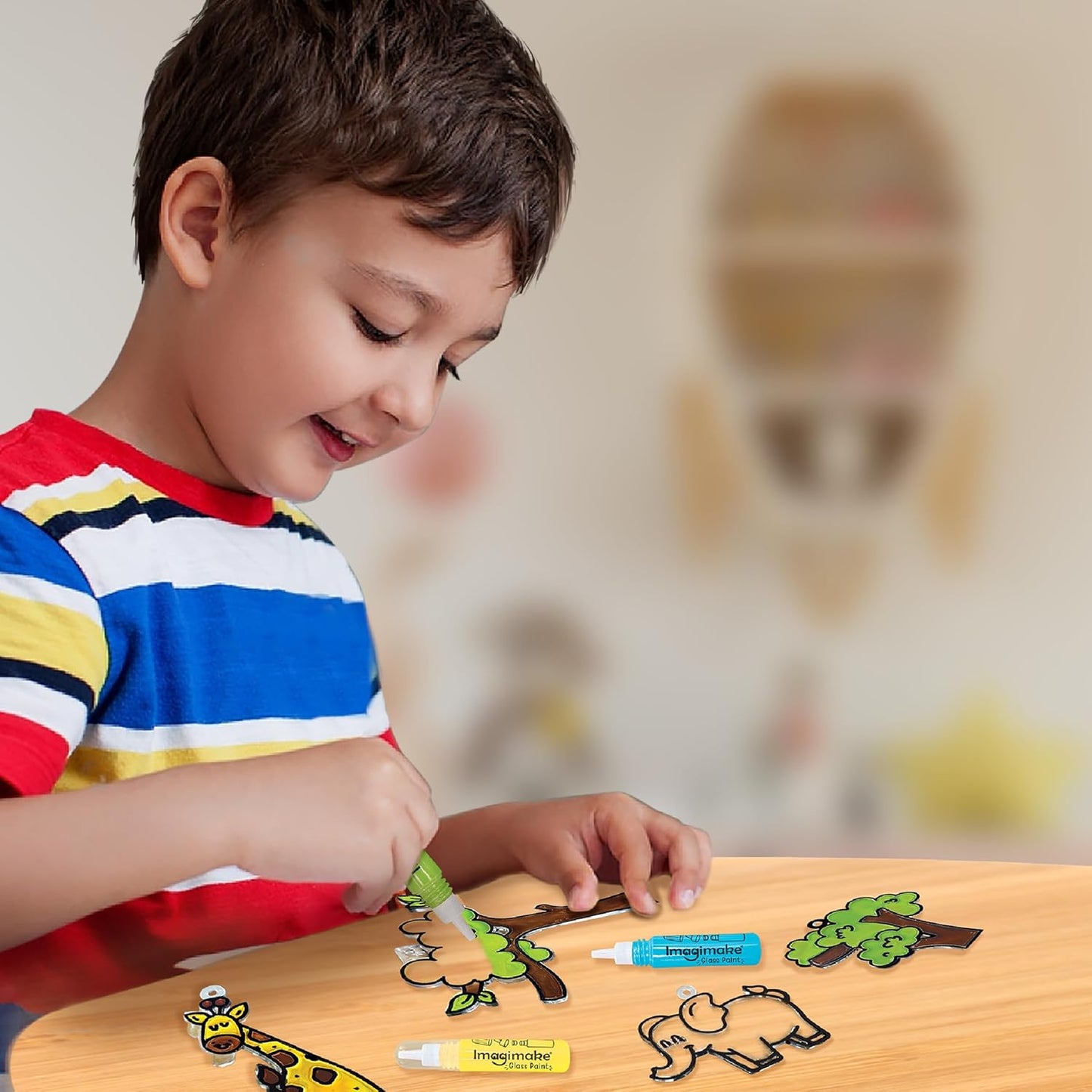 Imagimake Window Art Jungle | 16-Piece Glass Paint & Suncatcher Kit | Craft & Discover Animals | 5 Year Old Boy Gifts | Birthday Gifts for Boys & Girls Ages 5,6,7,8,9,10,11,12 | Easter Gifts for Kids