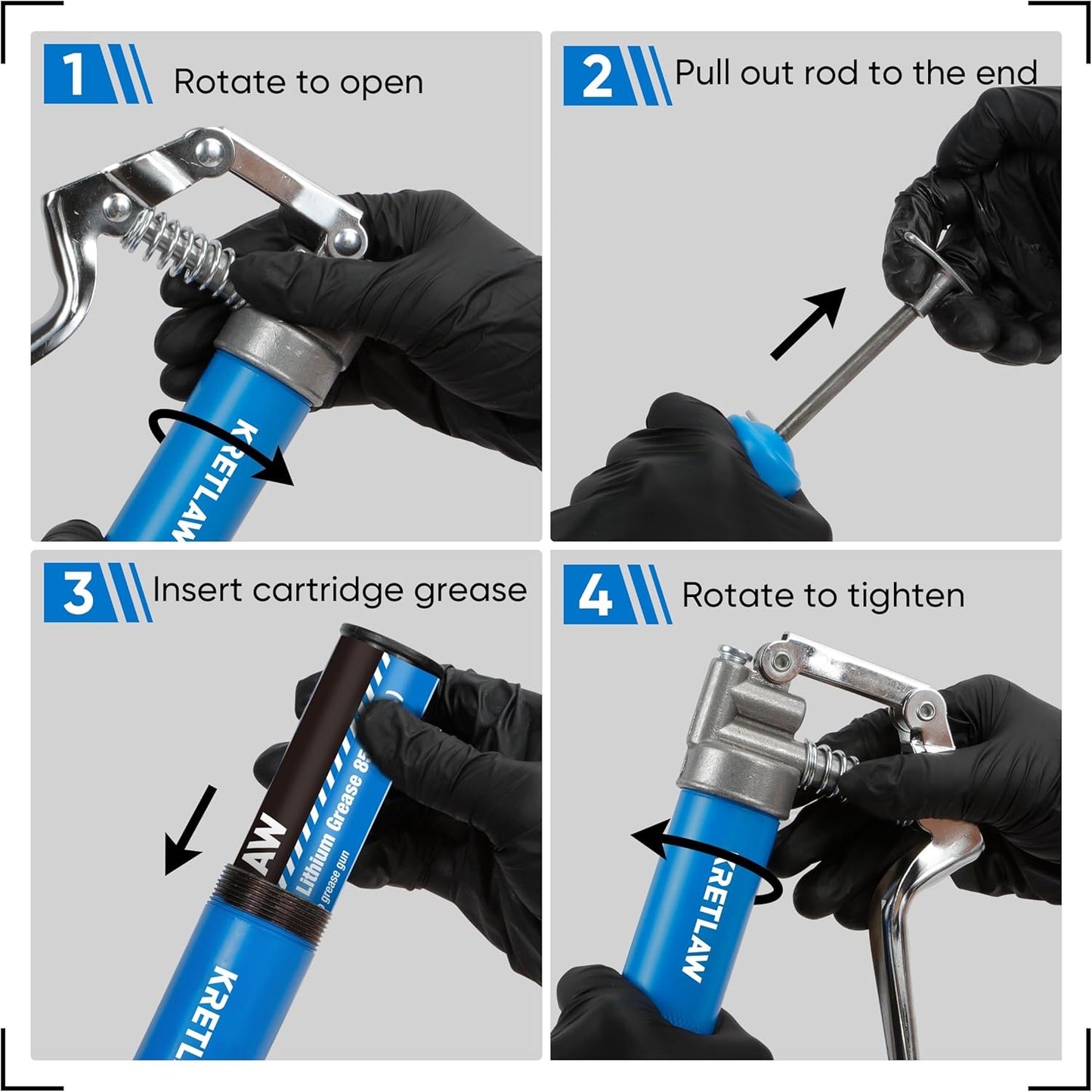 Mini Grease Gun (3000PSI) with Double 3oz Cartridge Grease and 12'' Flex Hose, Reinforced Coupler for Automotive,Marine