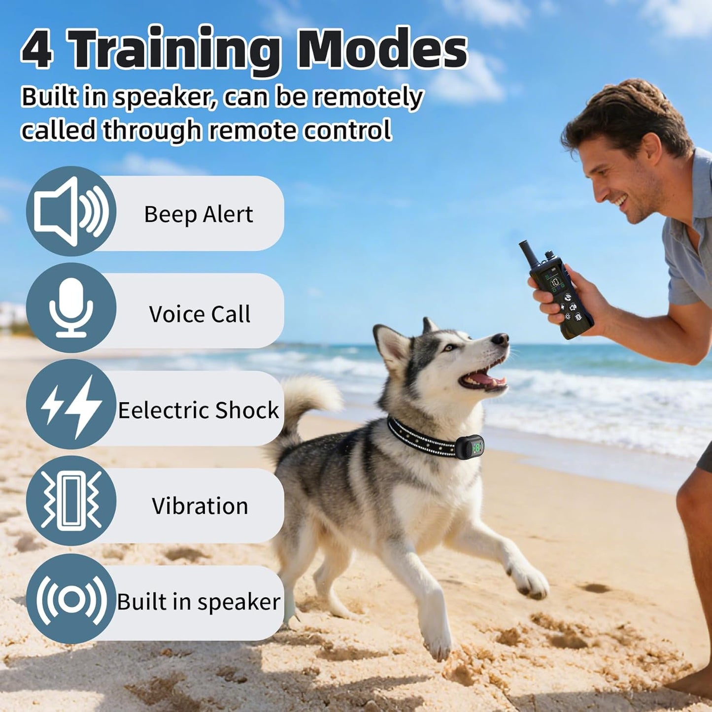 Dog Training Collar -4900Ft Dog Training Collar with Remote,IP67 Waterproof Electric Collar with 4 Training Modes,Support Remote Voice Call Function,Rchargeable E-Collarfor All Dog Sizes (Black)
