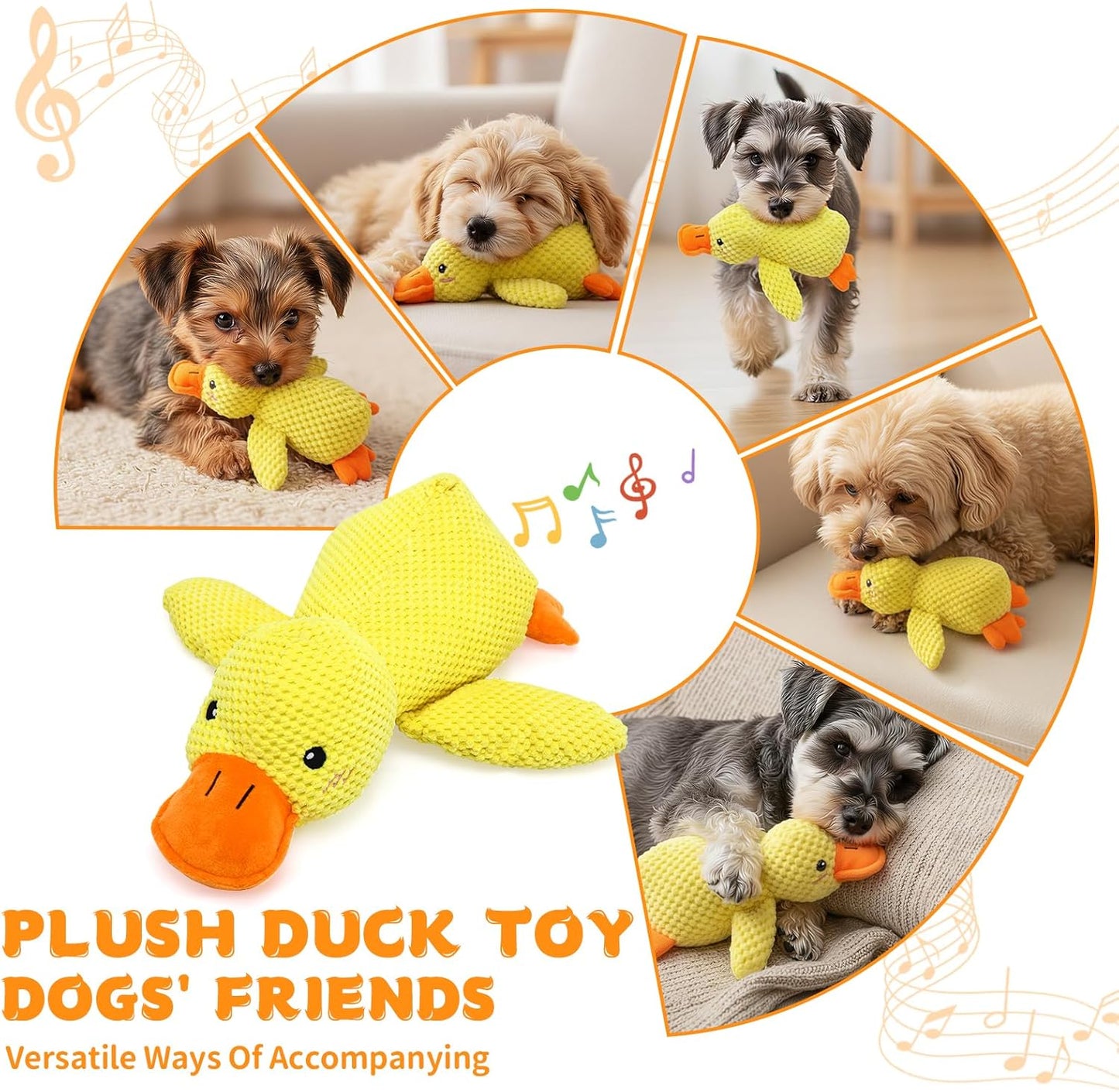 Dog Calming Duck Toys, 2026 New Interactive Duck Toy with Quack Sound and Crazy Crinkle for Puppy Teething, Soft Stuffed Plush Calming Duck Toy for Dogs Reduce Boredom -Yellow, 9.8"x8.6"(S)