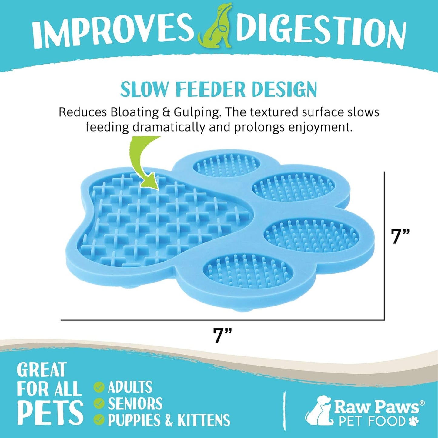 Raw Paws Licking Mats, 2-ct - Boredom Busters for Dogs in Shower, Licking Mat for Dogs - Dog Distraction Mat, Dog Slow Feeder Mat - Interactive Mat for Calming Anxiety - Lick Pad for Dogs & Cats