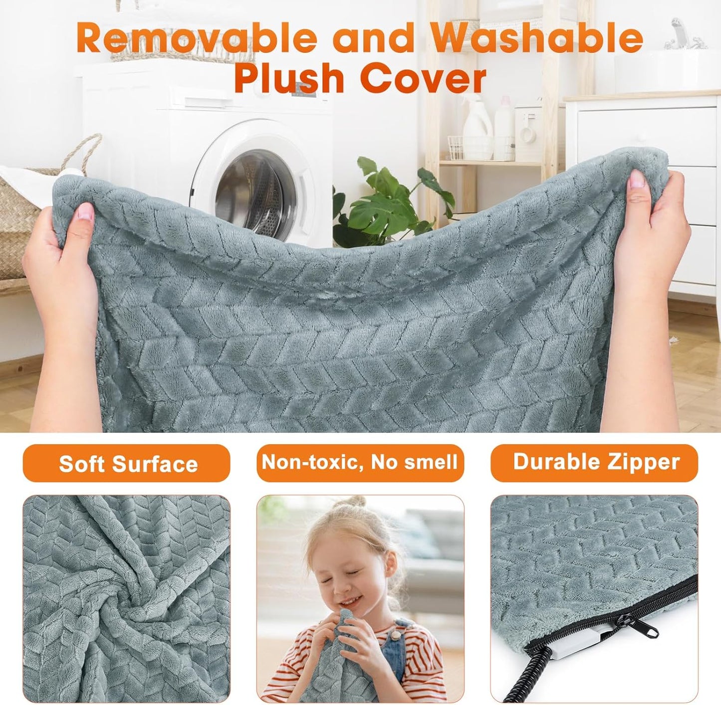 GASUR Heated Dog Bed, Waterproof Cat Heating Pad with Timer Temperature Adjustable, Indoor Heated Electric Pet Bed for Cats Dogs, Auto Power-Off, Anti-bite Pet Heated Pad, 28''x20'', Medium