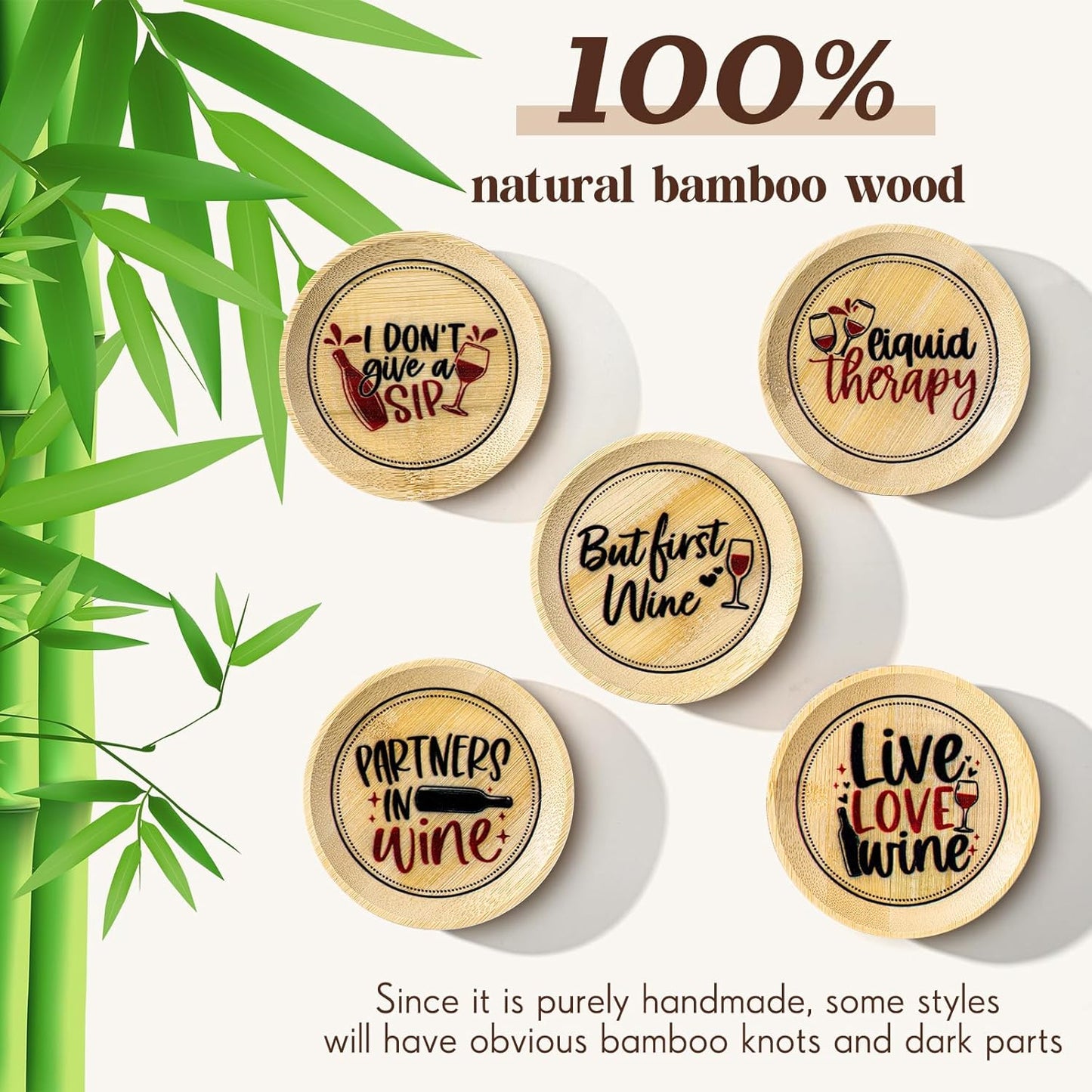 Tessco 8 Pcs Wine Glass Charcuterie Topper Plates Gift Wine Glass Covers Bamboo Wine Glass Topper Coasters Plate Wine Glass Charcuterie Board Topper for Wine Accessories Housewarming Gift Restaurants