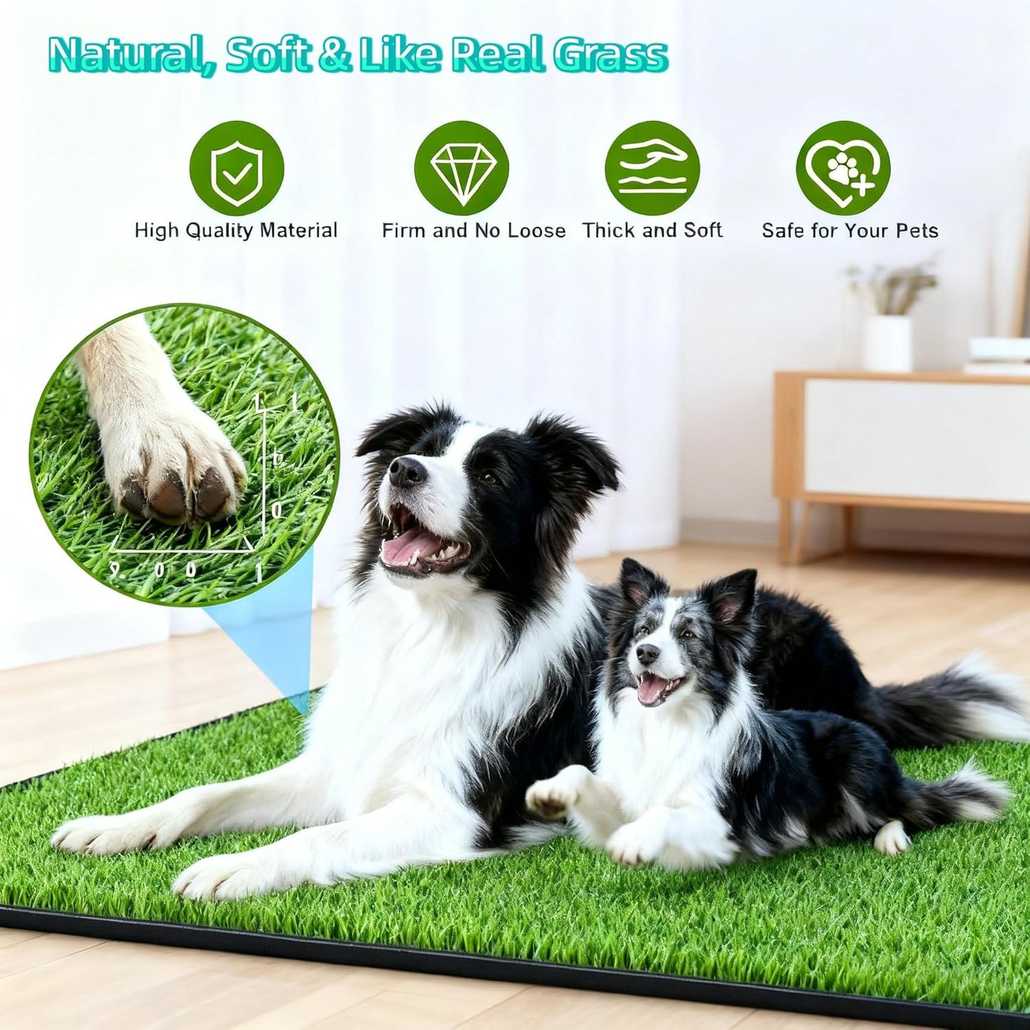 Dog Grass Pad with Tray, 34''X23'' Large Artificial Turf Potty, Reusable Puppy Pee Pads for Dogs, Portable Dog Litter Box for Indoor/Outdoor Potty Training Toilet