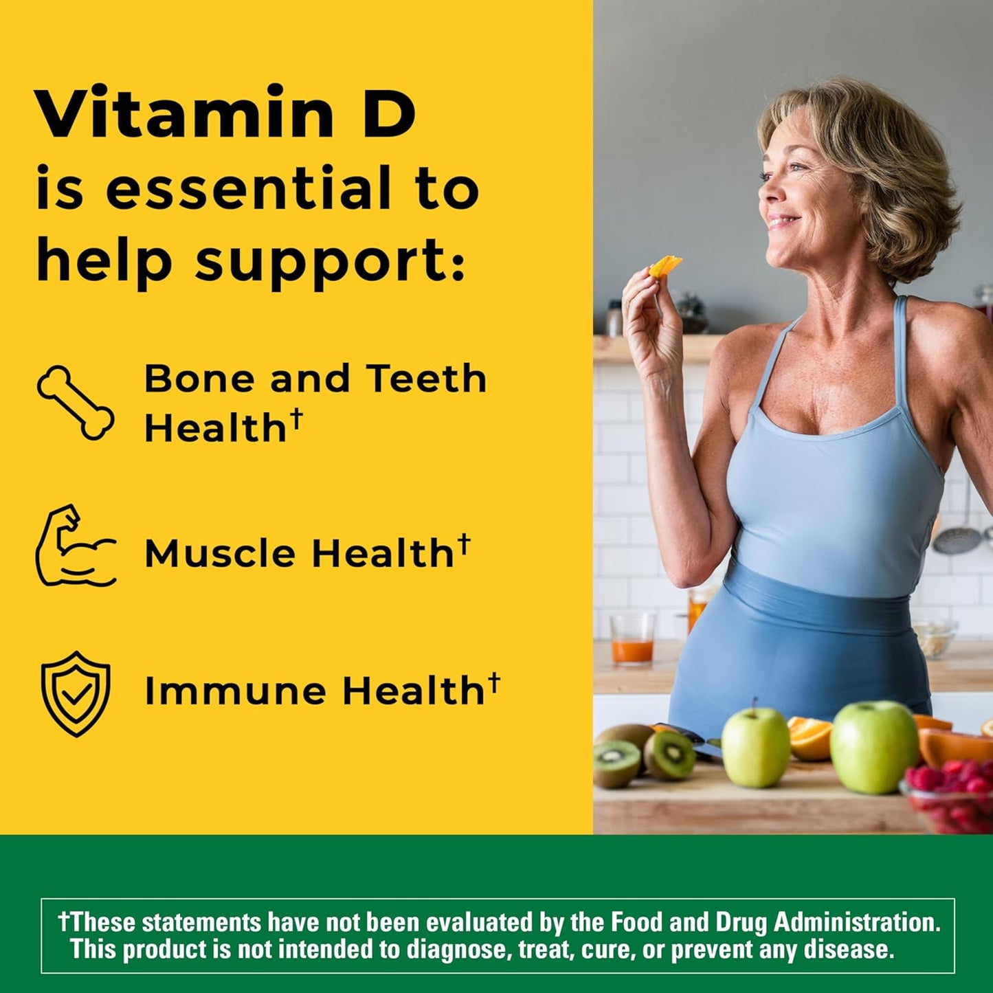 Nature Made Vitamin D3 2000 IU (50 mcg), Vitamin D Supplement for Bone, Teeth, Muscle and Immune Health Support, 100 Tablets, 100 Day Supply