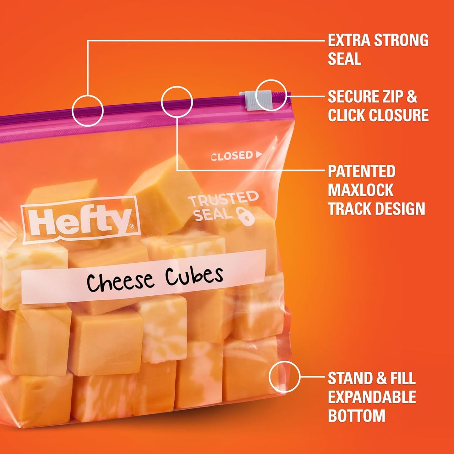 Hefty Slider Storage Bags, Quart Size, 78 Count
