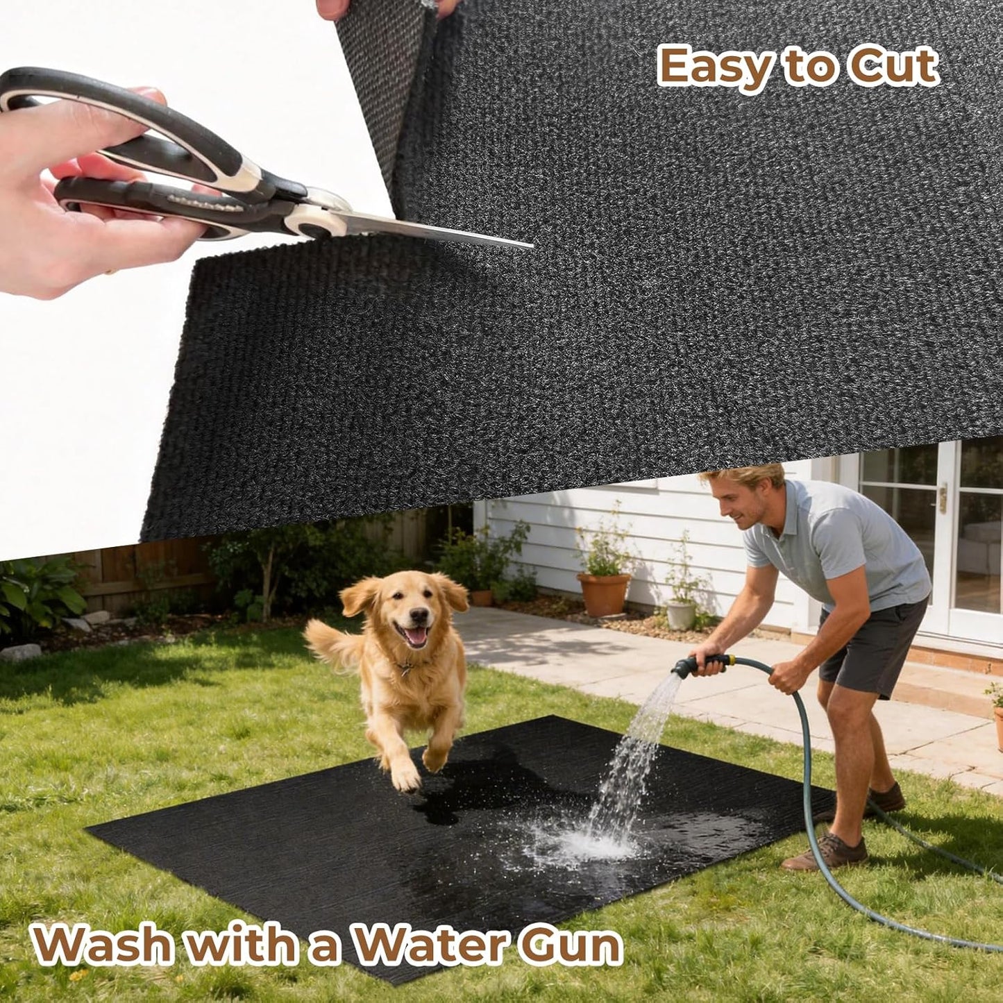 Dog Crate Mat, 29 in x 50 in Dog Playpen Mat Rubber Kennel Mat Extra Large Liner for Under Dog Crate cages, Absorbent Urine, Puppy Pee Pad Reusable Washable Floor Protector Waterproof Non-Slip Black
