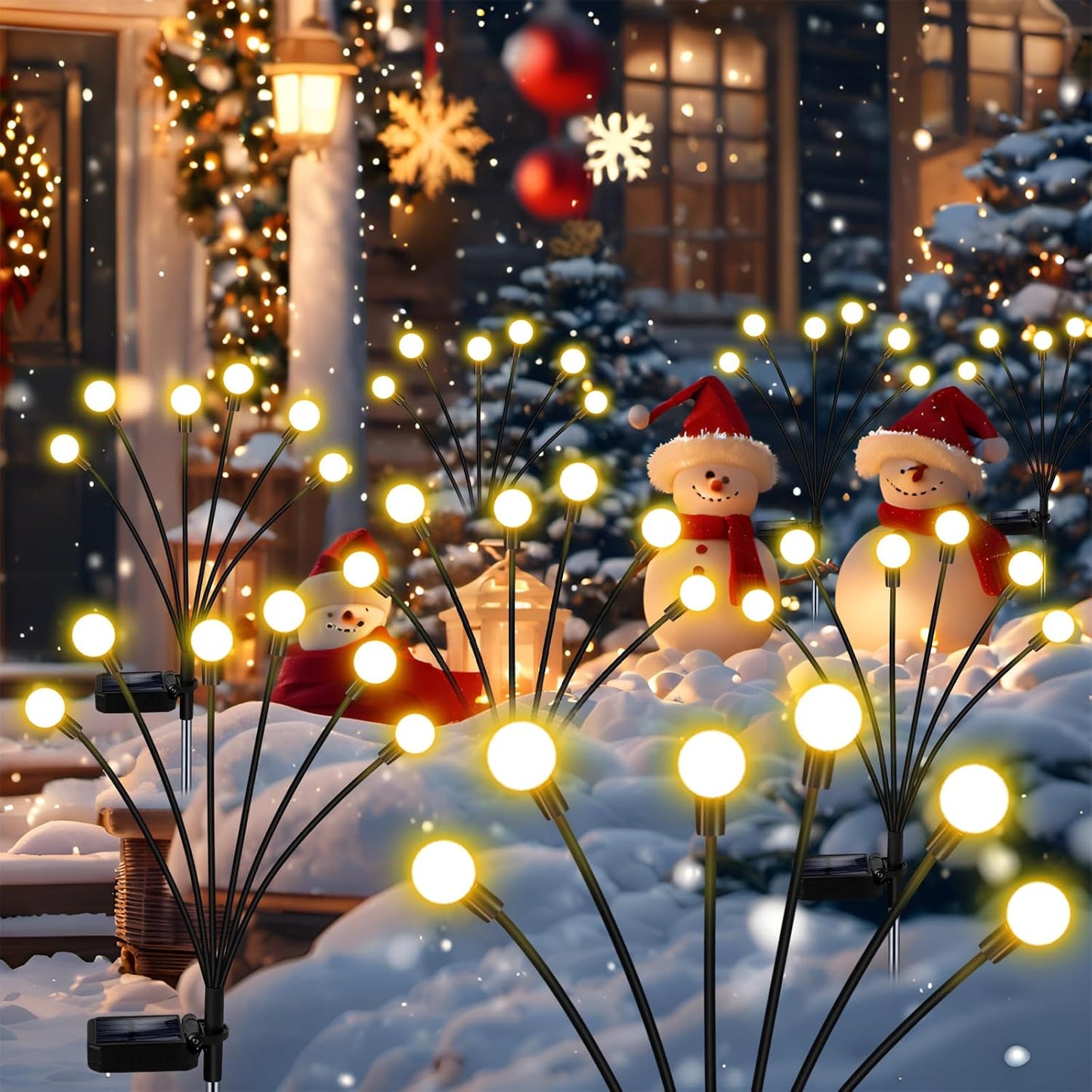 Solar Garden Lights Outdoor, 4 Pack Firefly Swaying Lights, Waterproof Garden Decor for Yard Patio Pathway Lawn, Gardening Gifts for Women Christmas Decoration