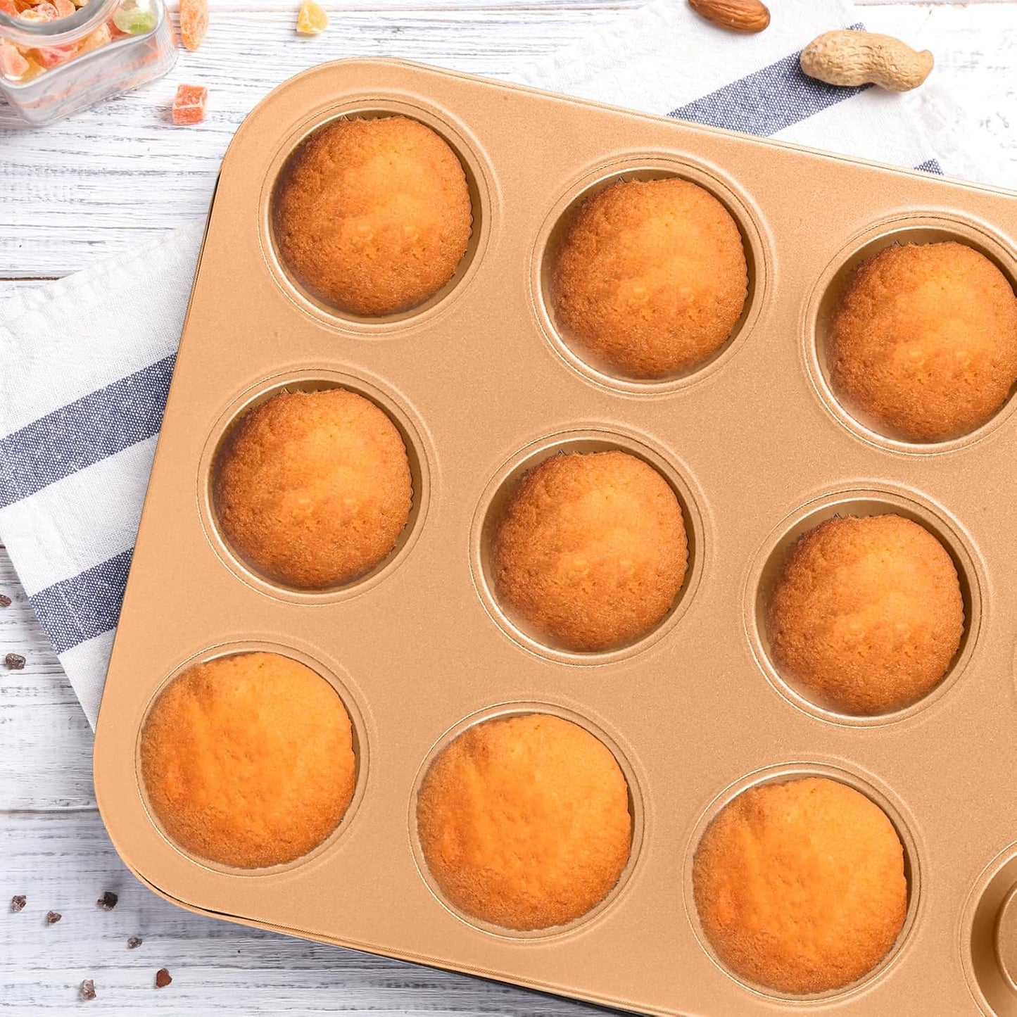 11-Piece Nonstick Baking Pans Set - Professional Grade Carbon Steel Bakeware with Premium Coating- Dishwasher Safe, Stackable, Oven Safe to 450°F (Two Layer Color)