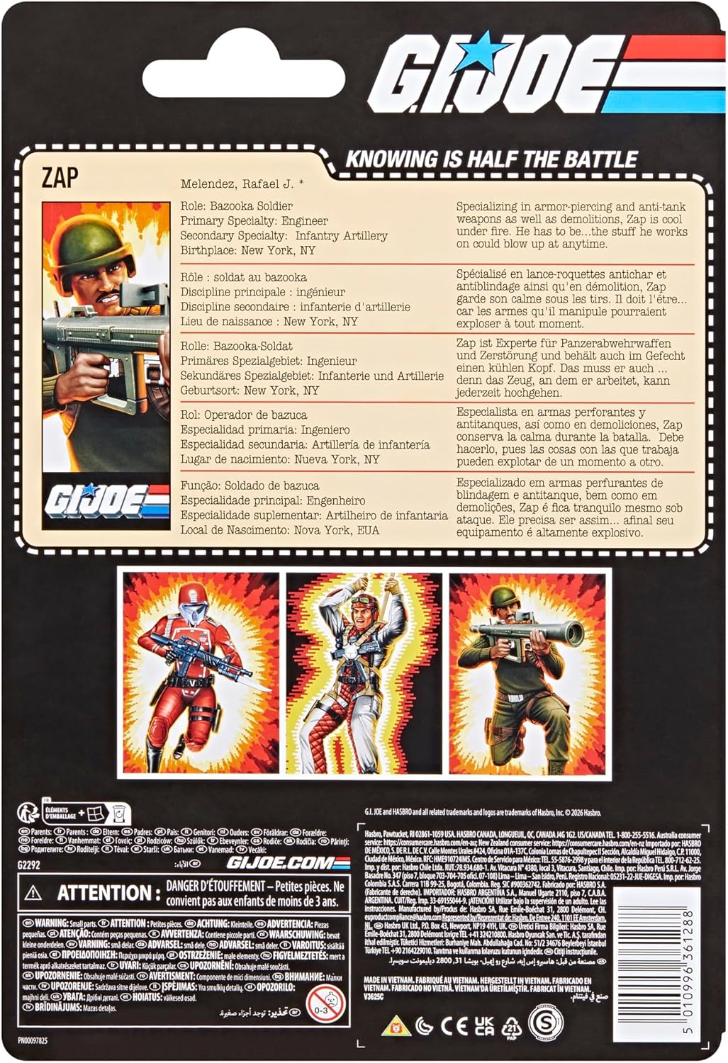 G.I. Joe Classified Series Retro Cardback Rafael “Zap” Melendez, Collectible 6 Inch Action Figure with 12 Accessories