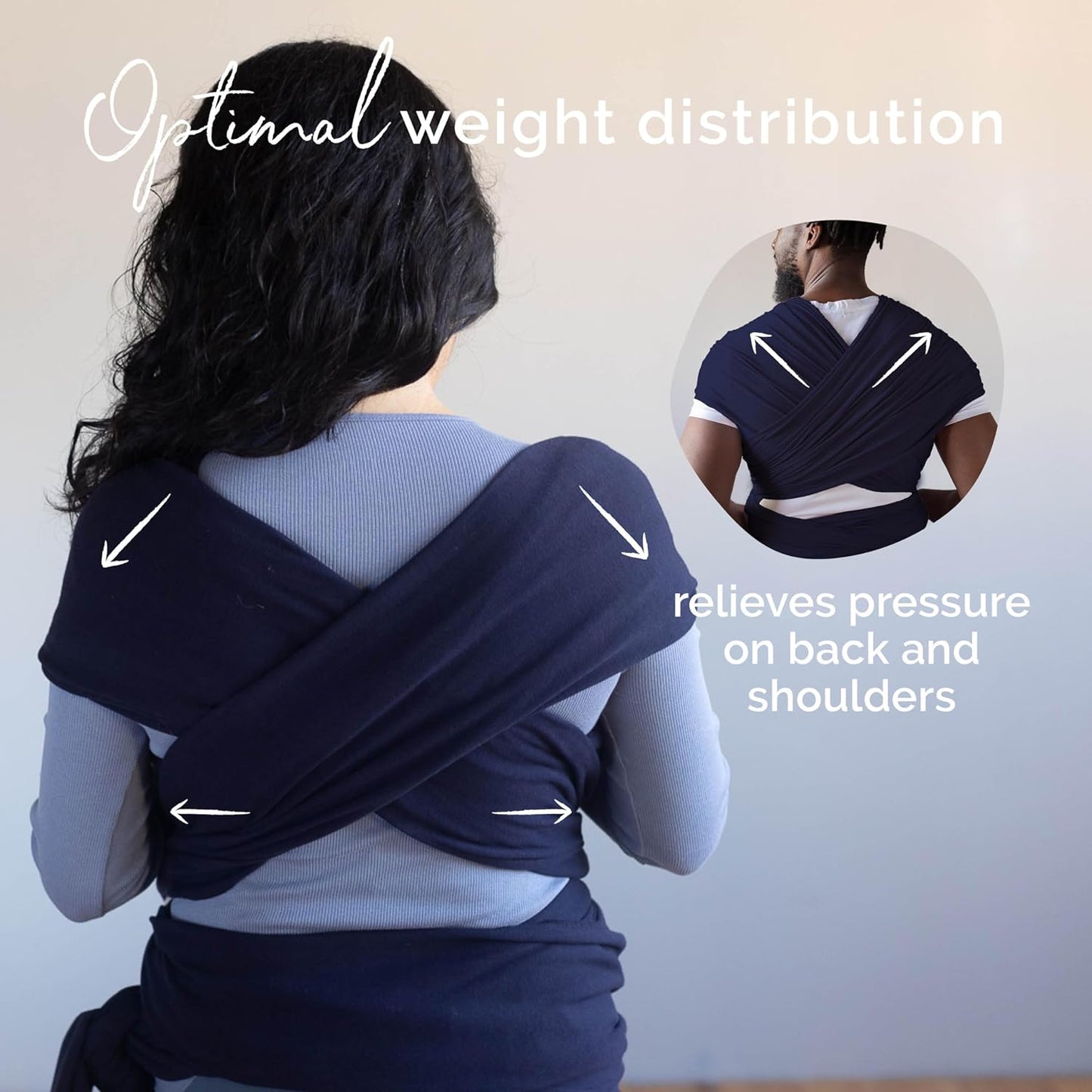 Boba Baby Wrap Carrier – Original Baby Sling Carrier for Newborns (7–35 lbs), Soft, Secure, Hands-Free & Ergonomic, Ideal for Comfortable Bonding, New Parents (Navy Blue)