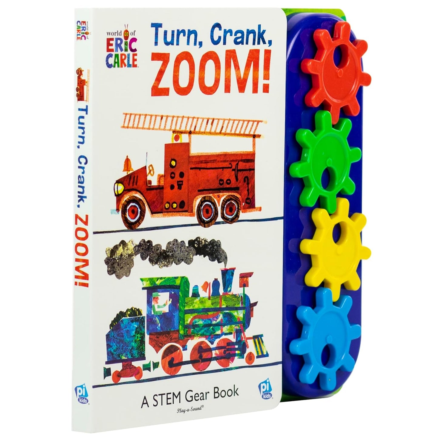 World of Eric Carle, Turn, Crank, Zoom! A STEM Gear Sound Book - PI Kids