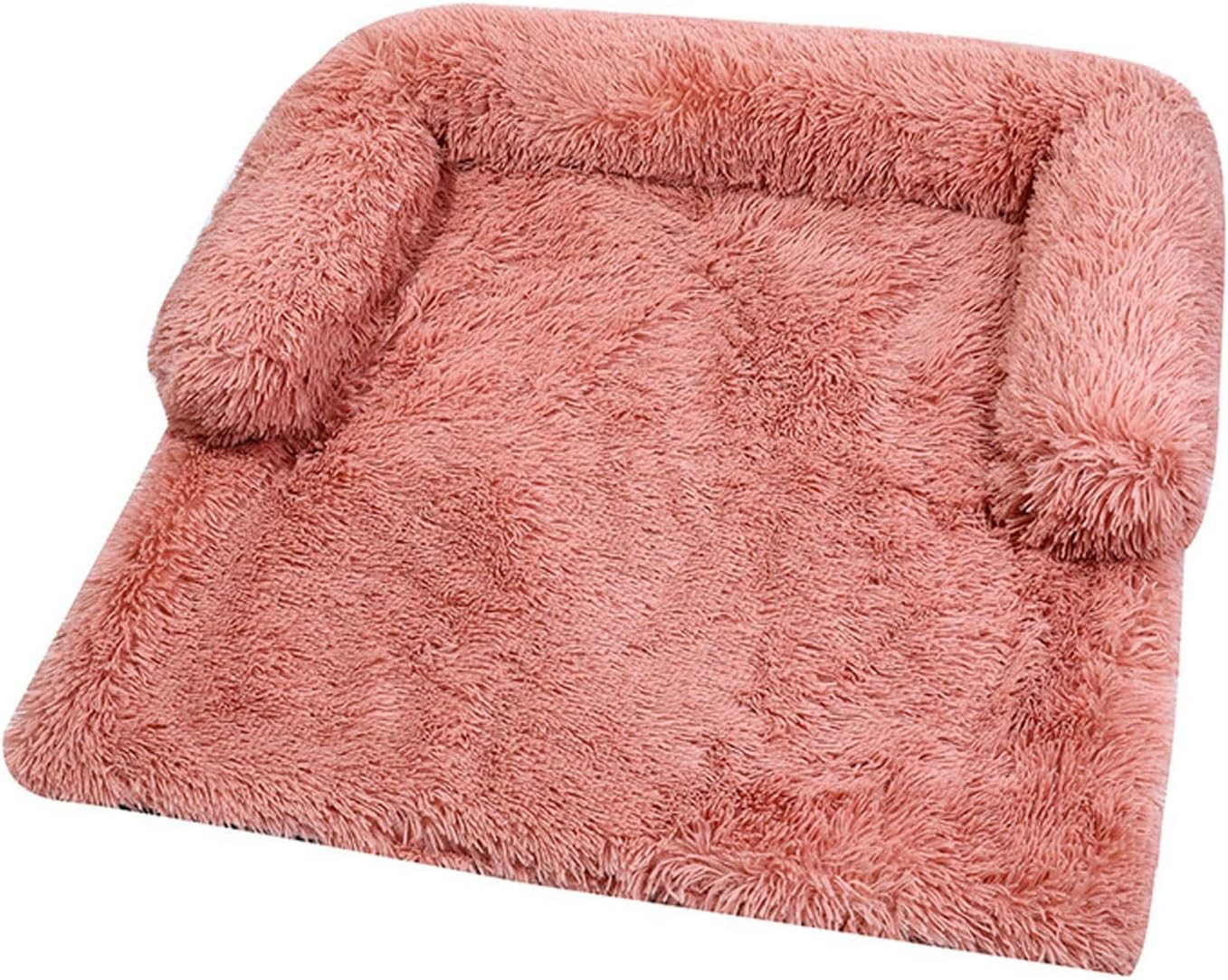 Dog Beds for Car Trunk Couch Bed Floor Soft and Comfortable Semi-Surrounding Plush Dog Bed for Small Medium Large Extra Large Dogs or Cats Removable Washable (Color : Pink, Size : Small)