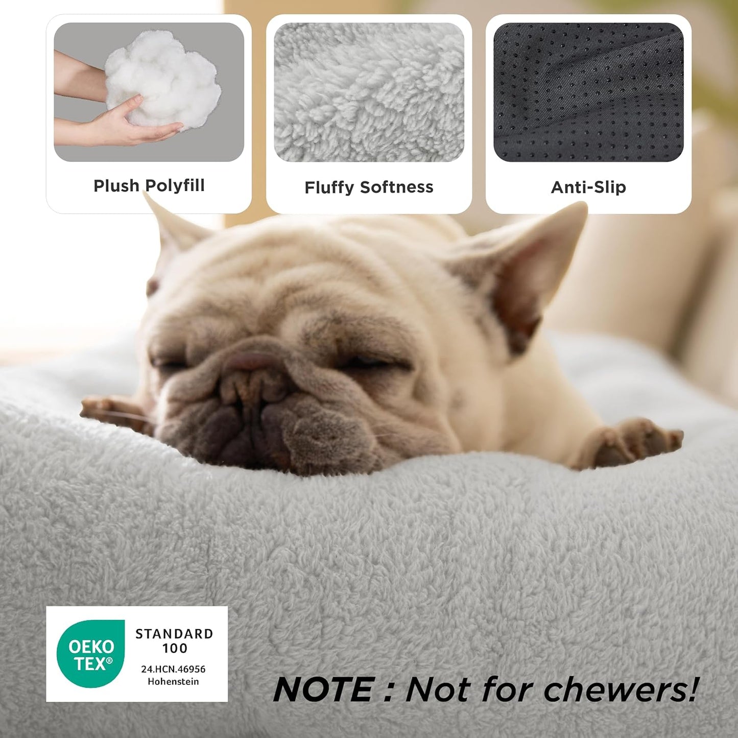 Bedsure Washable Dog Crate Bed Large Sized Dog, Comfort Fluffy Plush Pet Pillow Bed Kennel Pad with Non-Slip Bottom, Machine Washable Pet Sleeping Mat, 35"x23", Gray