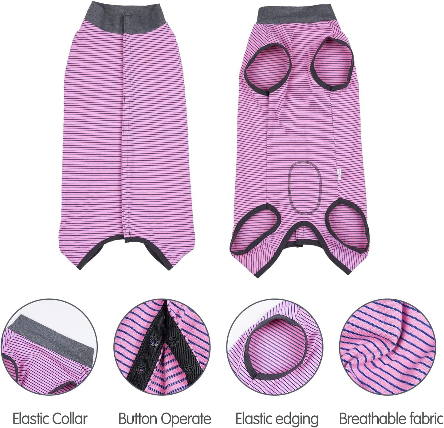 Dotoner Dog Recovery Suit Abdominal Wound Puppy Surgical Clothes Post-Operative Vest Pet After Surgery Wear Substitute E-Collar & Cone(M,Pink)