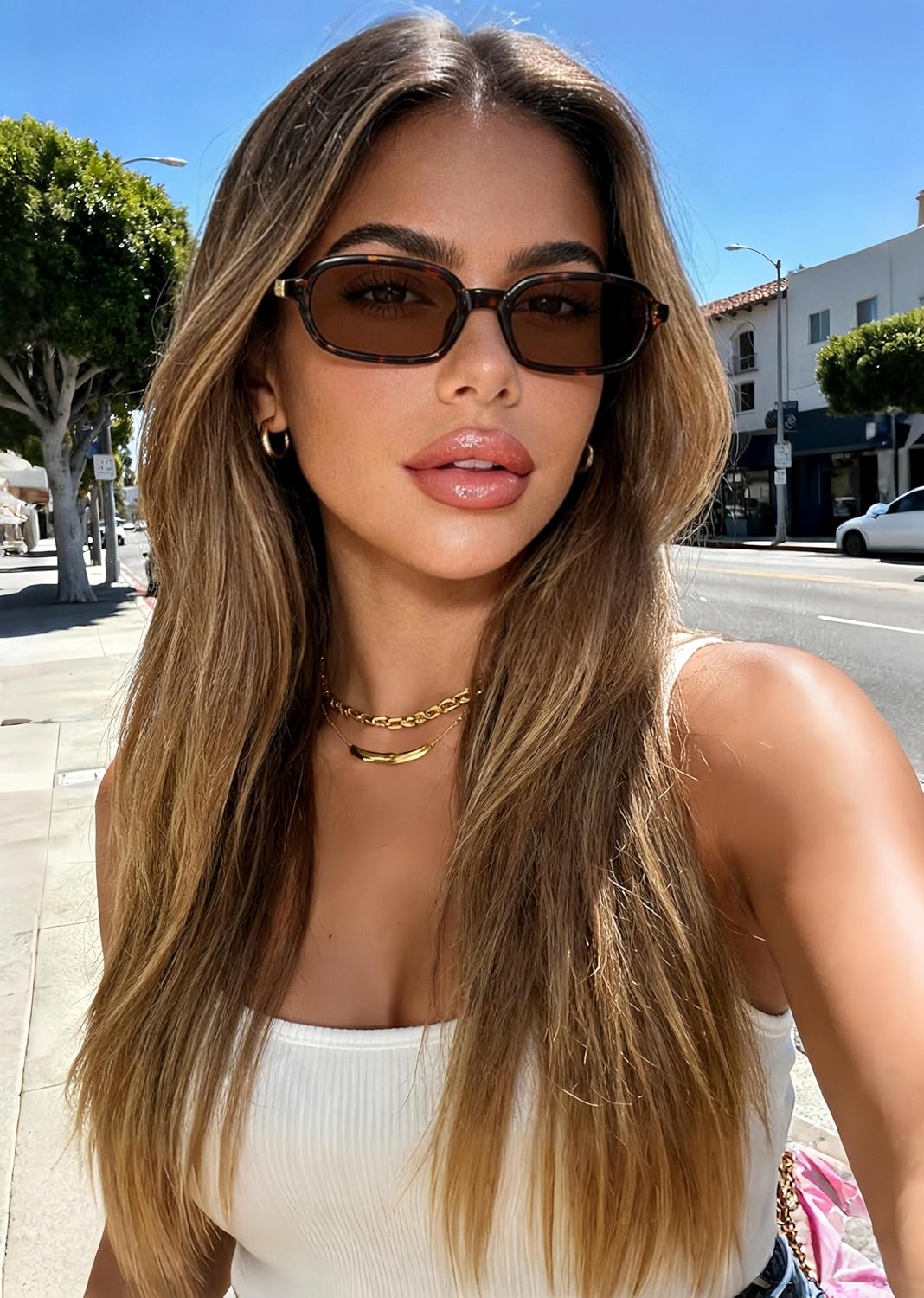 Retro Rectangle Sunglasses for Women Men Trendy Vintage Small Square Sun Glasses 90s Fashion Cute Sunnies CL010
