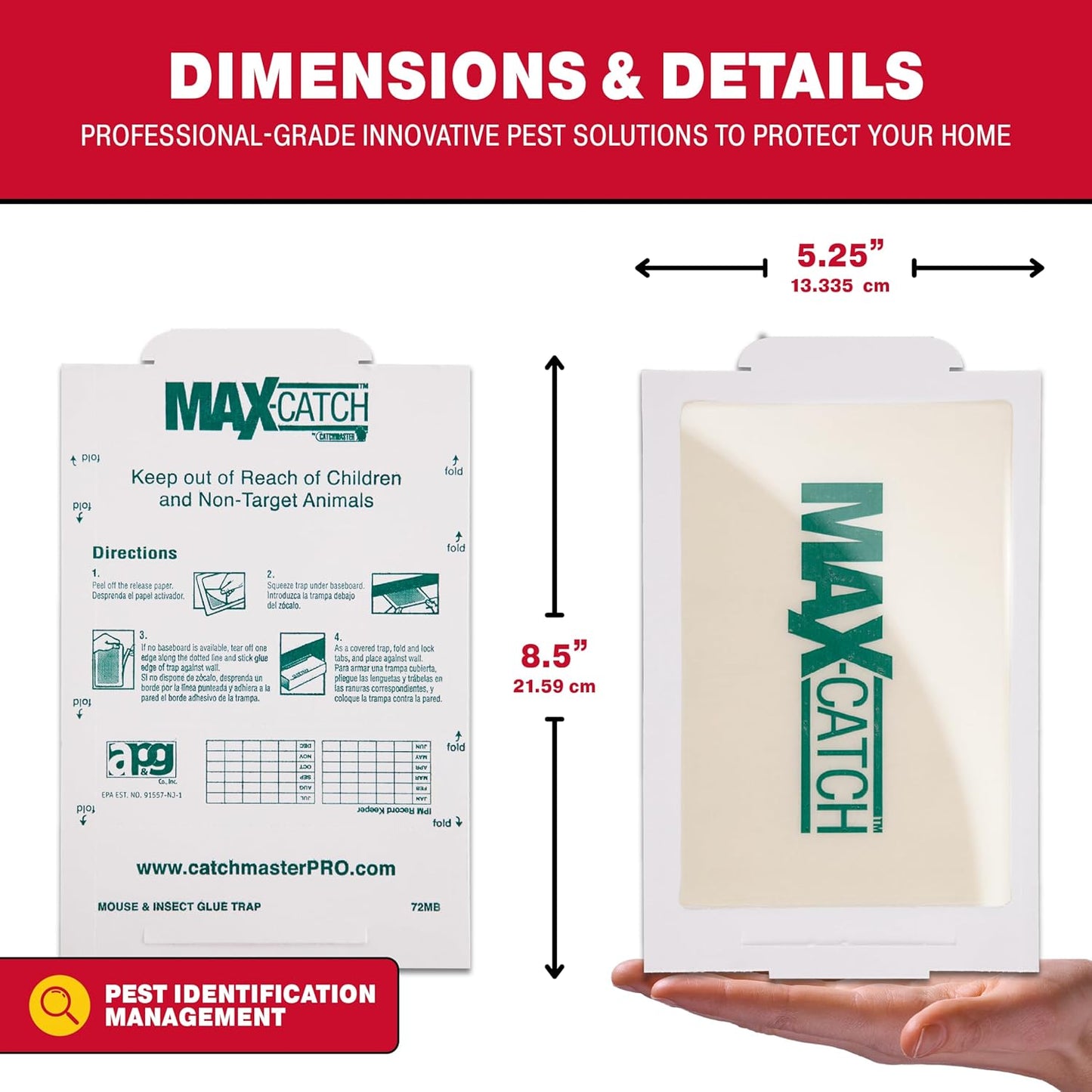Catchmaster Max-Catch Mouse & Insect Glue Trap 72PK, Mouse Traps Indoor for Home, Sticky Pest Control Adhesive Tray for Catching Bugs, Bulk Unscented Glue Boards