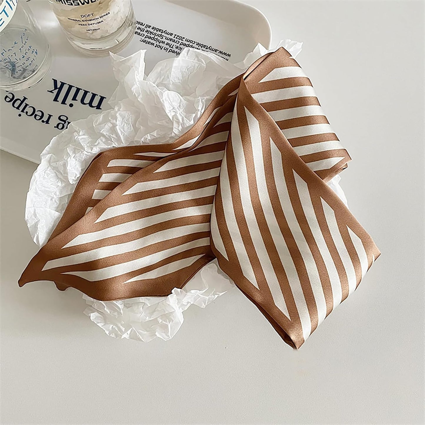 WENLOOY 4 Pack Purse Scarf Bags for Women Handbag Scarfs Band Lightweight Skinny Hair Neck Accessories Fashion Gifts