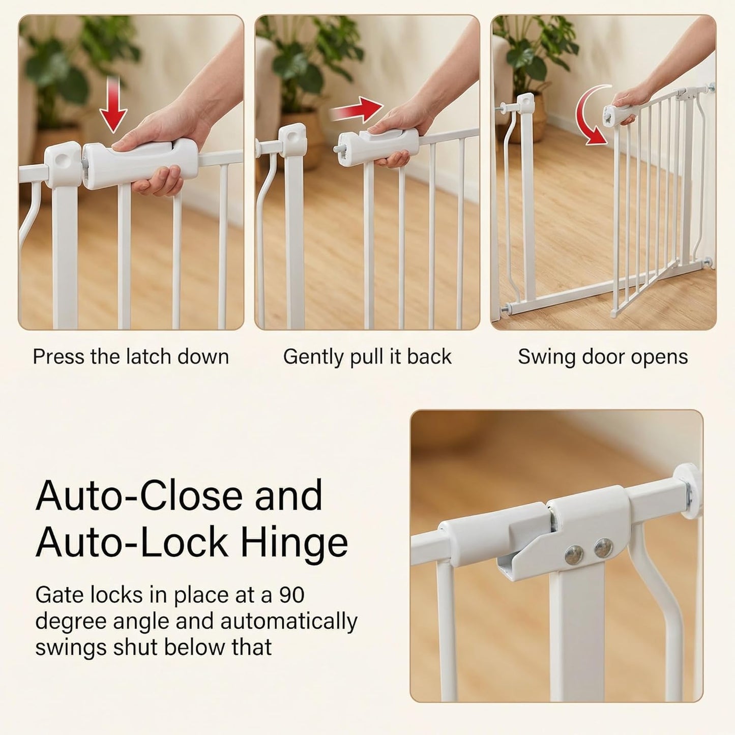 Extra Wide Baby Gate Tension Indoor Safety Gates White Metal Large Pressure Mounted Pet Gate Walk Through Long Safety Dog Gate for The House Doorways Stairs (48.03"-52.76"/122-134CM, White)