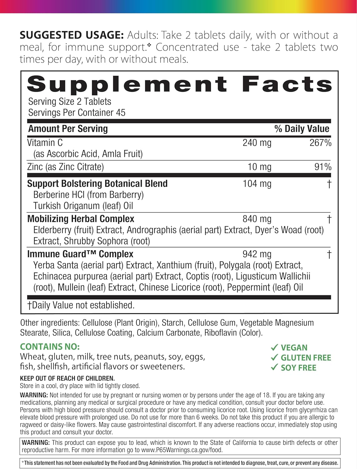 Rainbow Light Counter Attack Immune Support Booster Supplement for Adults | 90 Tablets | with Vitamin C, Zinc, Immune Guard & More