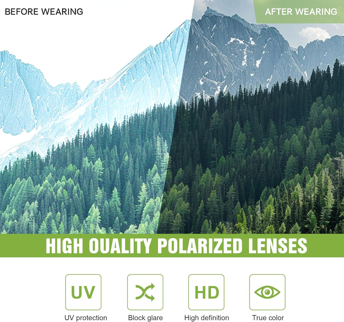 3 Pack Polarized Sports Sunglasses for Men, Mens Sunglasses Wrap Around UV Protection for Cycling Fishing Driving