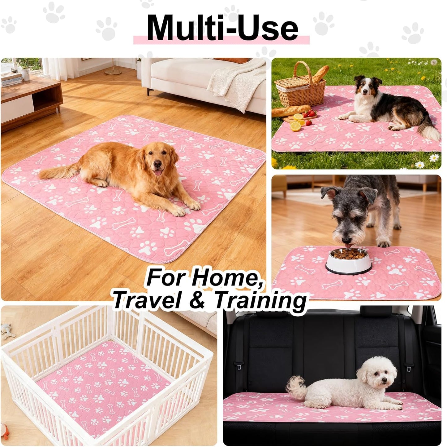 BEAUTYZOO 6 Pack Washable Pee Pads for Dogs, Reusable Puppy Pads for Potty Training, Waterproof Super Absorbent Whelping Pads Mats Non Slip Against Urine for Small Medium Dogs Cats, 16" x 24"