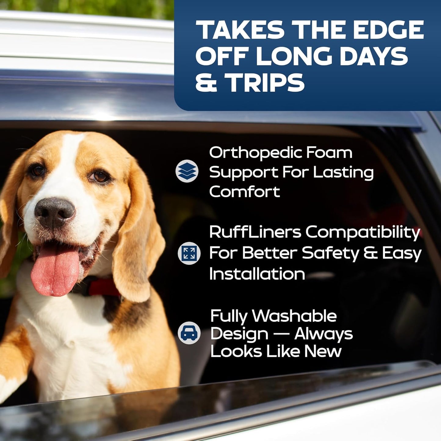 Ruff Liners XL Back Seat Dog Bed Cushion, Black – As Seen on Shark Tank – for XL Seat Extenders/Floor Covers – Waterproof, Machine-Washable – Backseat Dog Bed with Rebound Foam