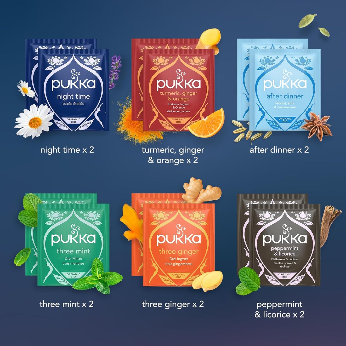 Pukka 2025 Advent Calendar Organic Tea Sampler, Selection of 24 Delightful Black & Green Tea Infusions, Christmas Gift Idea for Tea Lovers, 100% Organic