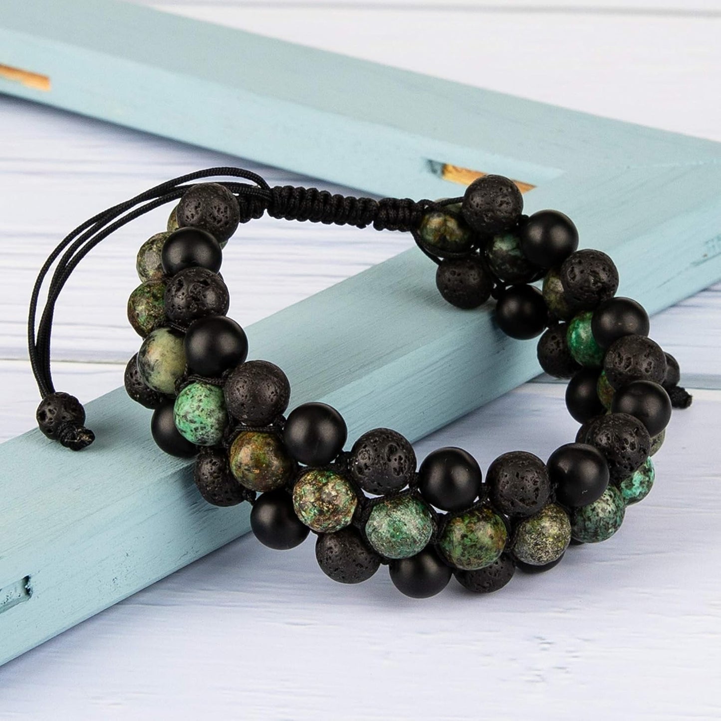 8mm Natural Lava Rock Stone Bracelets for Men, Healing Crystal Essential Oil Diffuser Beads Bracelet Chakra Yoga Energy Anxiety Gemstone Bracelet