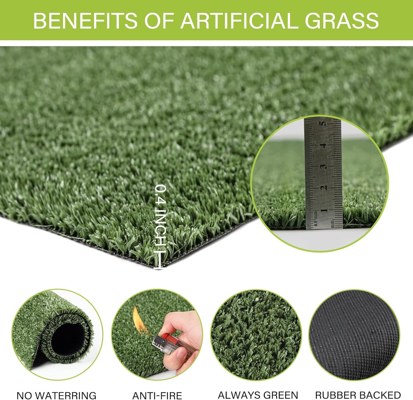 SUNTURF Dog Grass Pads 4 x 13 FT, 0.4" Artificial Grass Pee Pads for Dogs Potty Extra Large Fake Grass Rug Turf Mat for Dogs Training Garden Lawn Artificial Grass Rug Indoor Outdoor