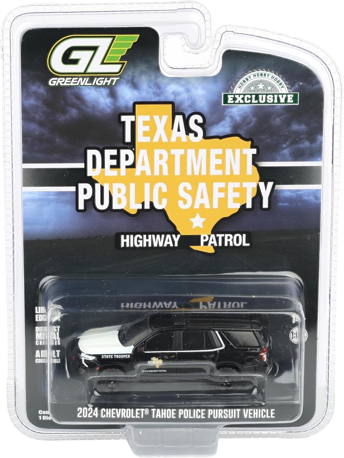 Greenlight 1/64 2024 Chevrolet Tahoe Police Pursuit Vehicle, Texas Highway Patrol, Hobby Exclusive Hot Pursuit GLT30540
