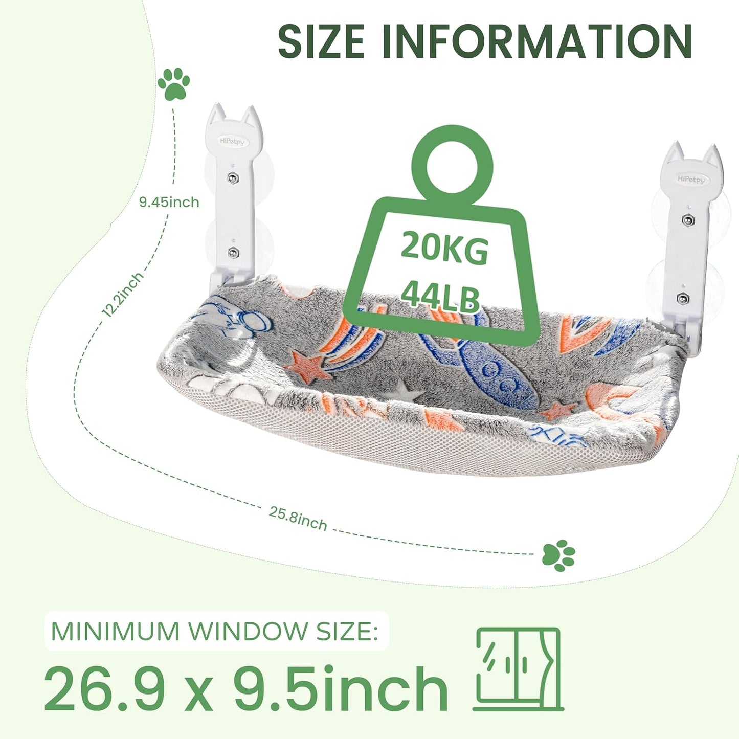2 Pack Cat Window Perch, Glow in The Dark Foldable Cat Hammock with Sunken Design & Removable Soft Cover, Breathable Cordless Window Bed for Resting Indoor Kitten (Shallow Perch, 2 Pack - L)