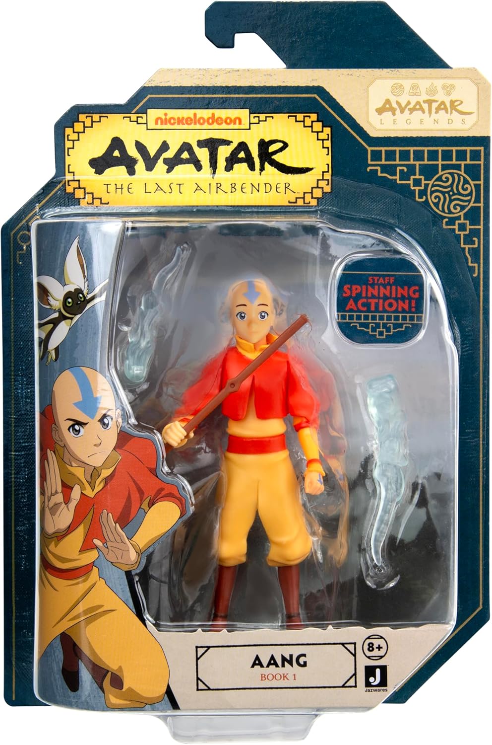 Jazwares Avatar: The Last Airbender Aang (Book One) - 4.5-Inch Scale Figure with Staff, Air Effects, and
