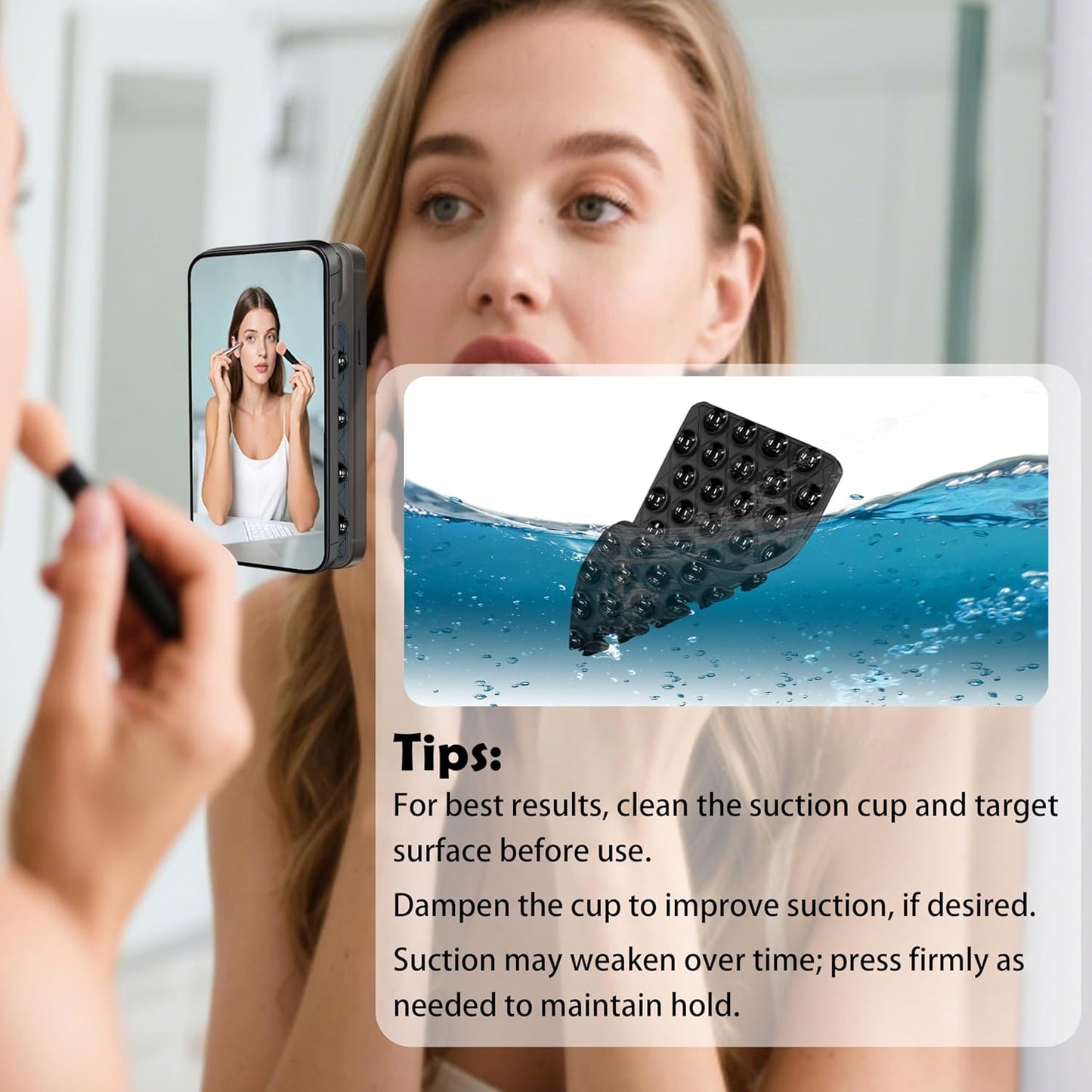 6 Pack Silicone Double-Sided Suction Cup Phone Case Detachable Mount, Hands-Free Strong Grip Holder Stand for Selfies and Videos (Rose+Black+Pink+Purple+Blue+Transparent)