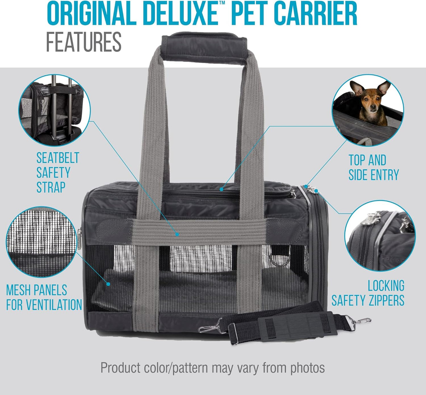 Sherpa Original Deluxe Travel Pet Carrier, Airline Approved & Guaranteed On Board - Charcoal Gray, Medium