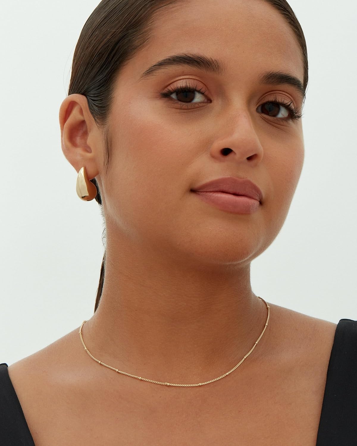 PAVOI 14K Gold Plated 925 Sterling Silver Post Teardrop Chunky Hoop Earrings - Lightweight Drop Earrings for Women - Designer Dupe