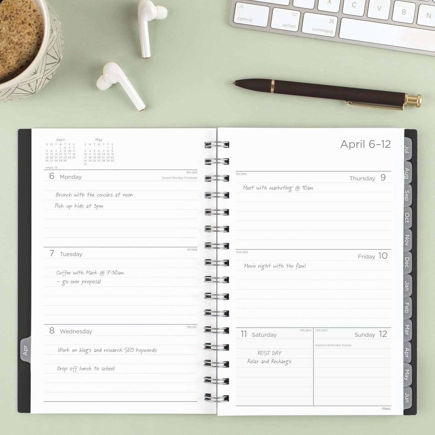 Mead Planner 2026-2027 Weekly & Monthly Academic 15-Month April-June, 5-1/2" x 8-1/2", Basic, Black (CAW42005)