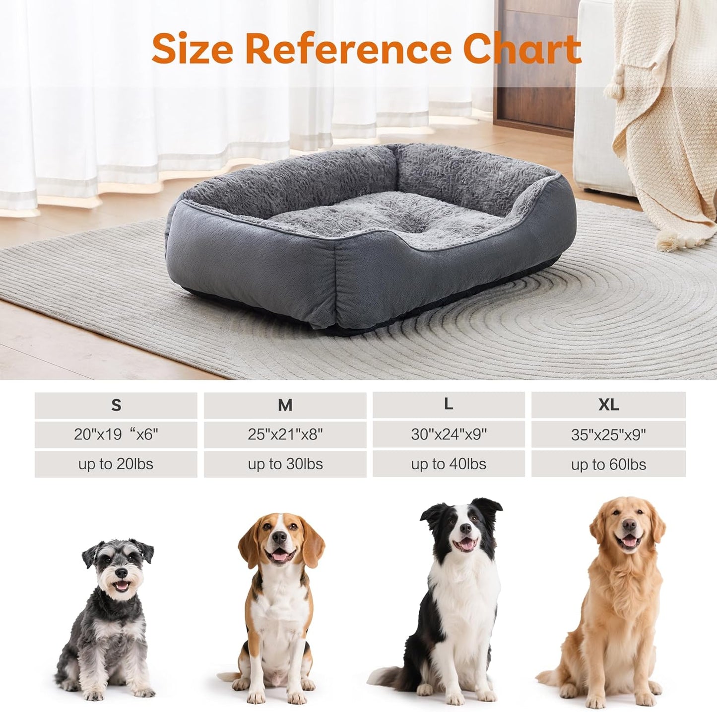 Dog Bed for Small Dogs Washable, Super Soft Durable Cat Bed, Warming Soft Calming Puppy Bed Pet Bed with Anti-Slip Bottom, Grey, 20 x 19 x 6inch