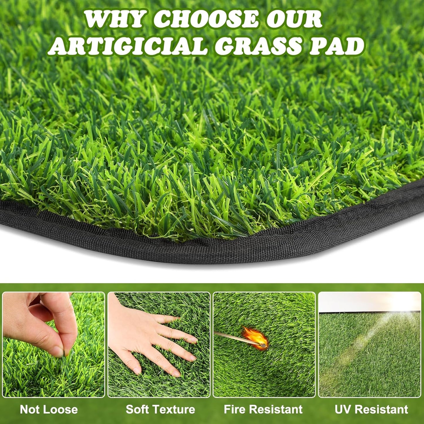 Artificial Grass Mat, Dog Grass Pee Pads, Fake Grass Pad for Pets Potty Training, Soft Grass Rug, Grass Doormat with Drainage Holes, Pet Turf for Indoor Outdoor Use, Washable(15.7''*31.5'')