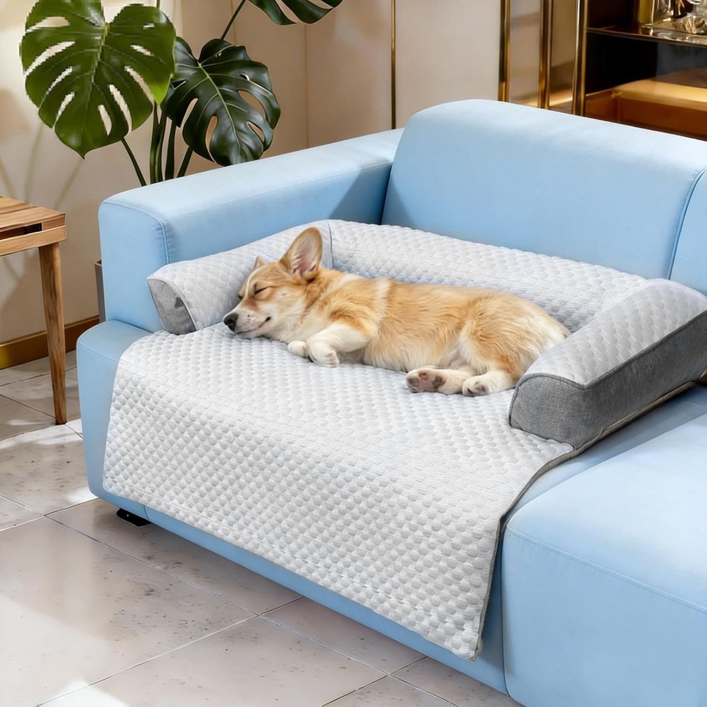 Cooling Dog Bed, Washable Cooling Mat for Large Dogs with Removable Cover, Self Cooling Couch Cover for Dog, Non-Slip Dog Couch Bed, 35x31 Inch, Grey