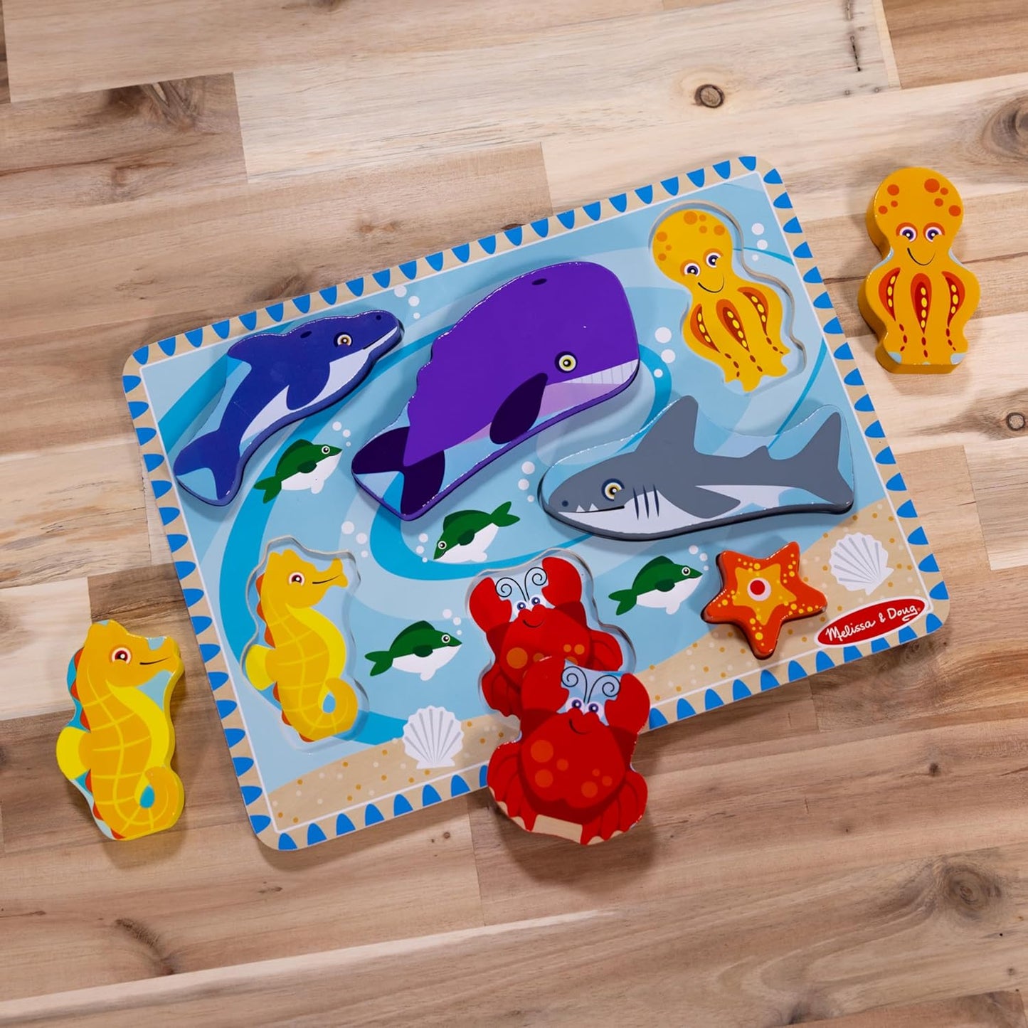 Melissa & Doug Sea Creatures Ocean Wooden Chunky Puzzle - 7 Pieces