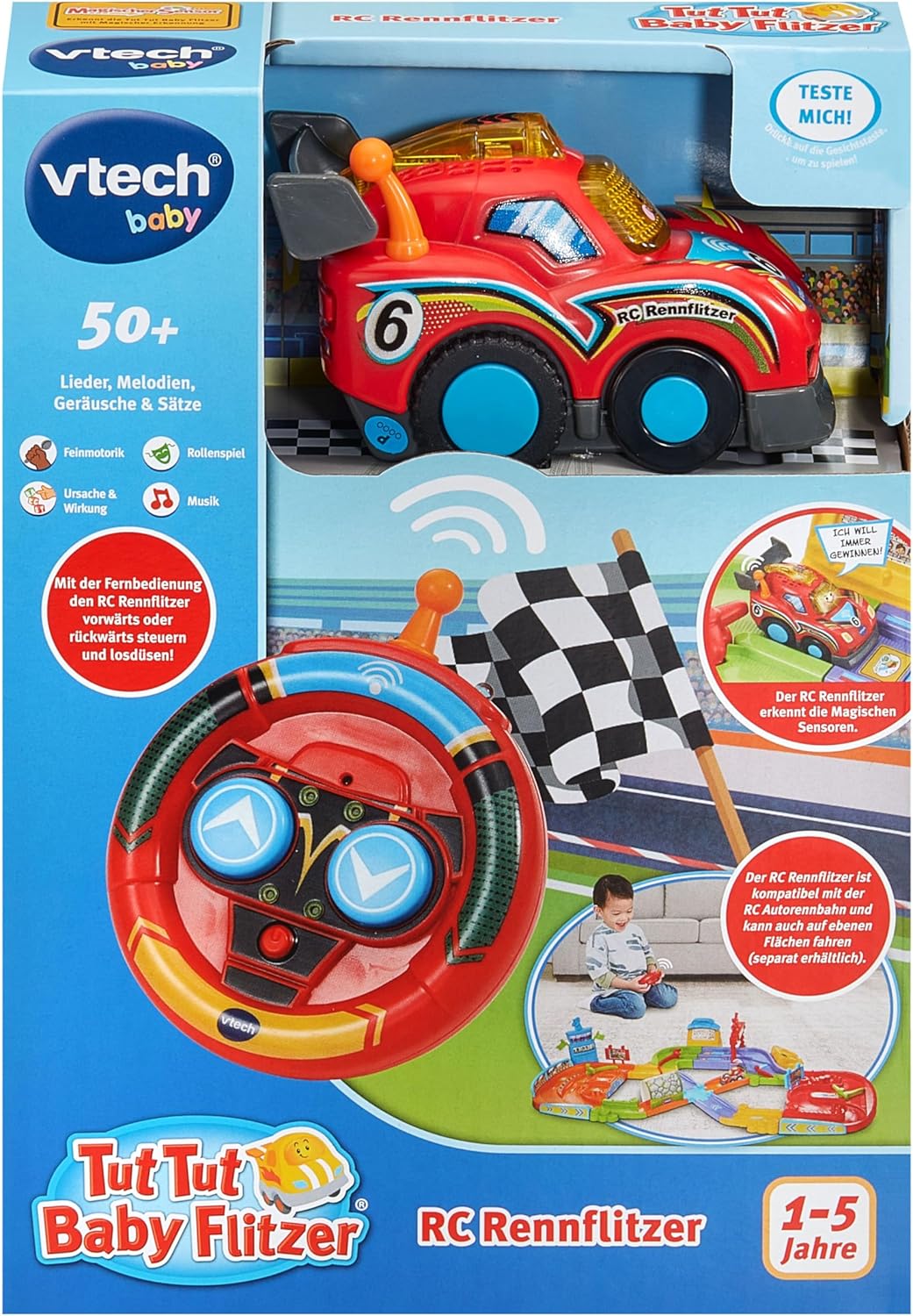 Vtech Baby TUT TUT Baby Speedster - RC Racing Speedster - Remote Controlled Toy Car with Light and Action Buttons, Music, Exciting Phrases and Sounds - for Children Aged 1-5 Years