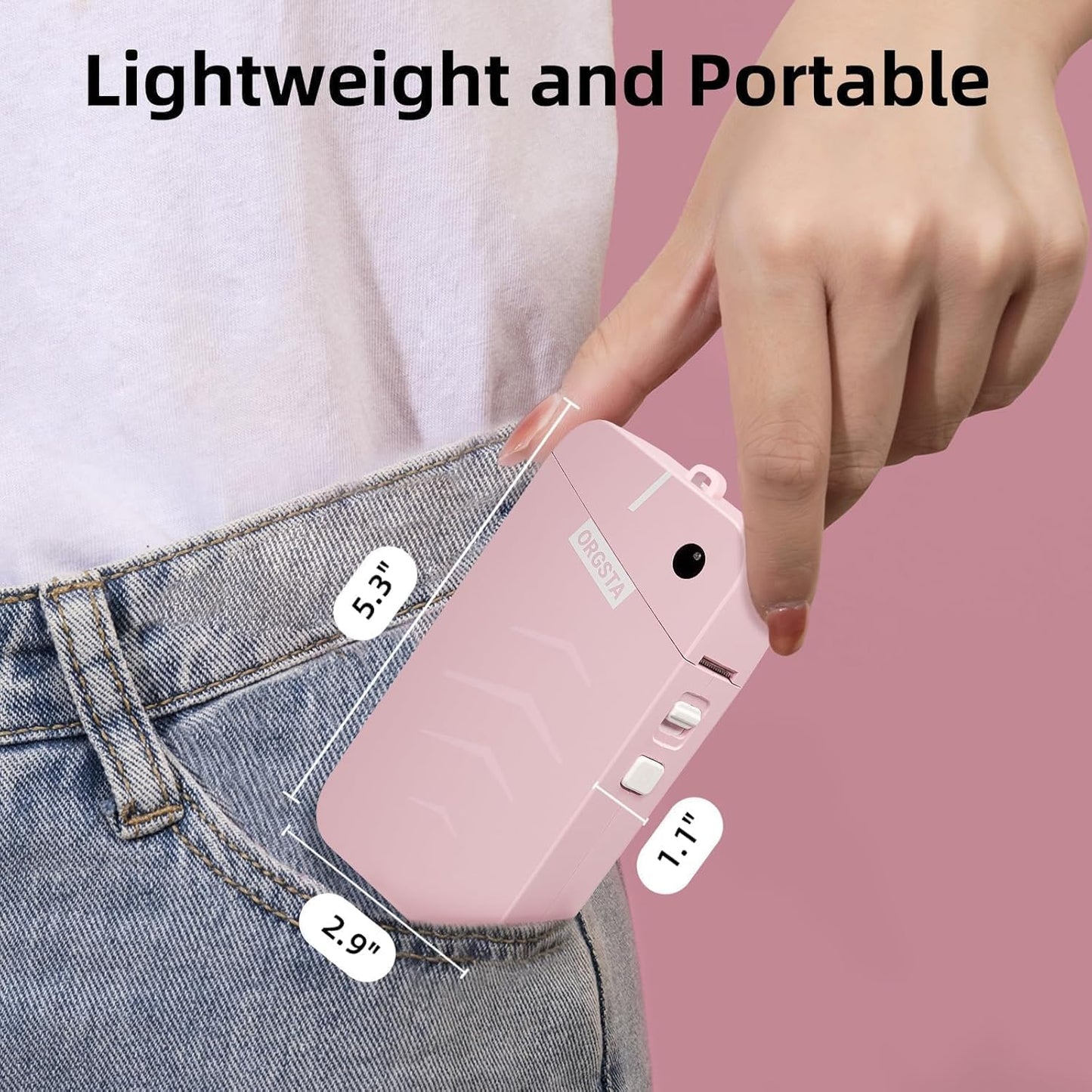 ORGSTA Label Maker, S001 Portable Bluetooth Label Maker Machine with Tape, Thermal Label Printer for Home, Office, School Organization, Wireless Mini Labeler Machine, Pink
