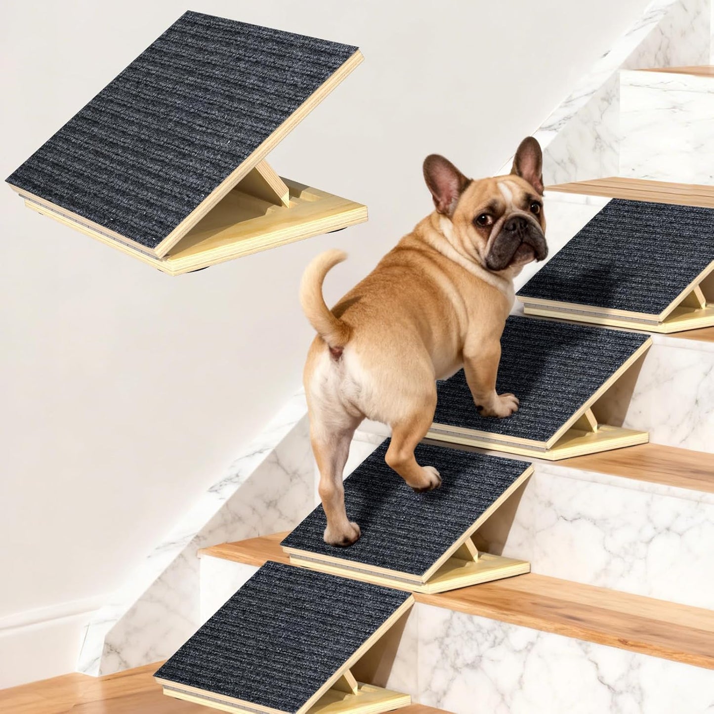 TNELTUEB 4 Pack Upgraded Dog Ramps for Stairs, Adjustable Stair ramp for Dogs,Portable Dog Stairs with Mat for Small Dogs and Cats, Non-Slip Pet Steps for Elderly or Injured Pets