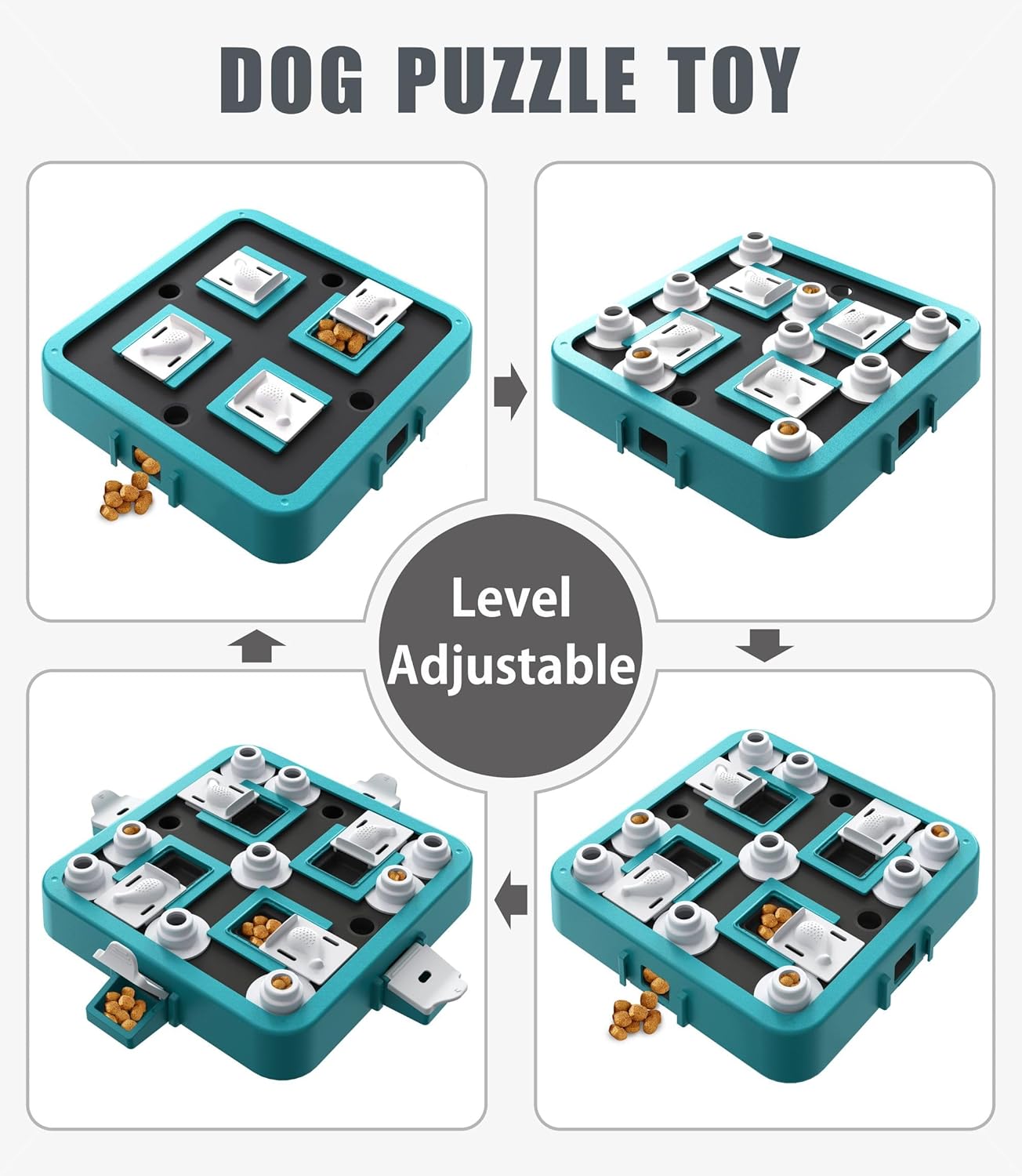 Dog Puzzle Toy, Adjustable Difficulty Levels Beginner to Advanced, Large Size, Brain Stimulation Mental Enrichment, Food Treat Game (Green)