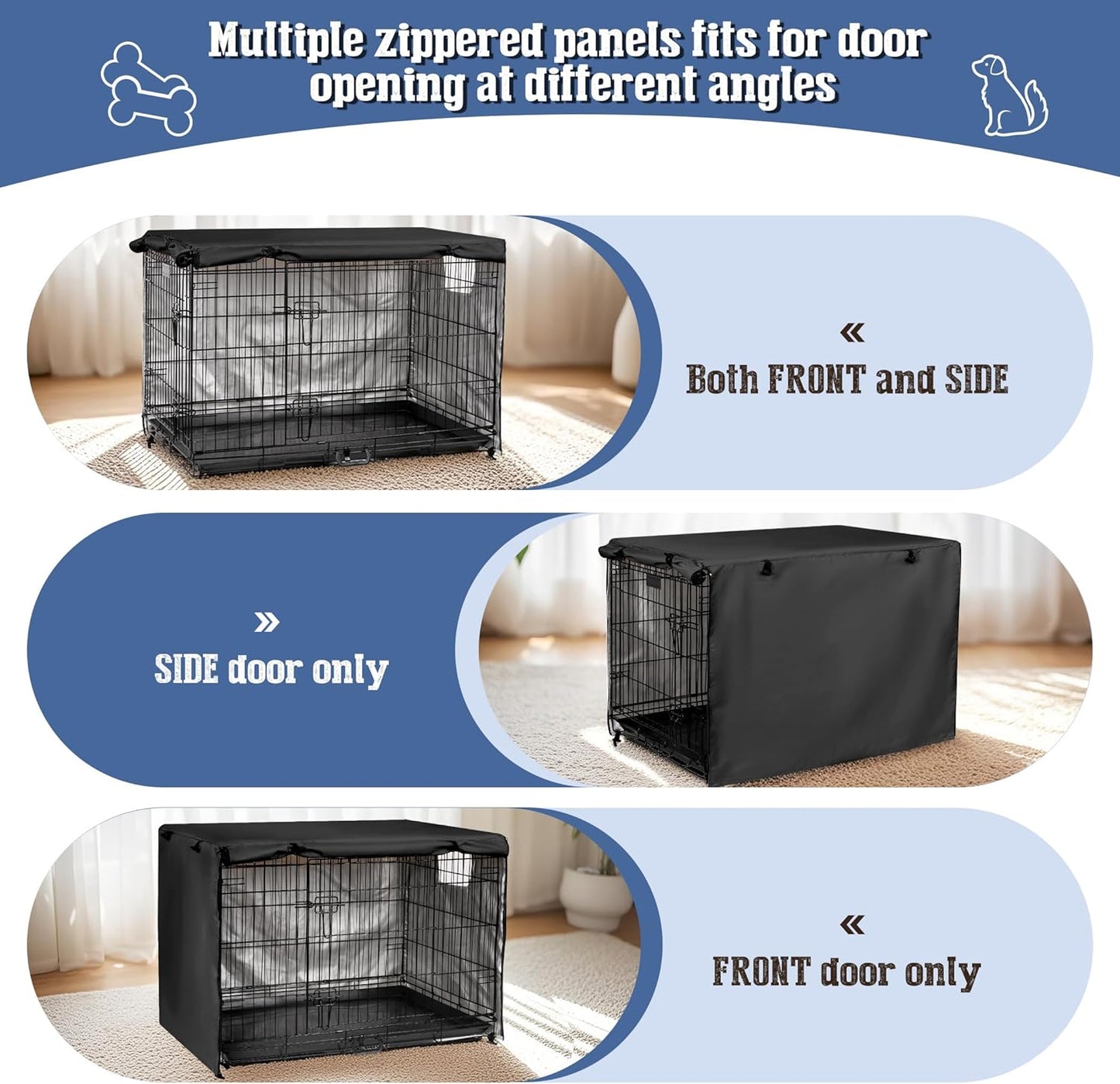 kefit Dog Crate Cover 48 inch, Kennel Cover for Wire Dog Cage, Black
