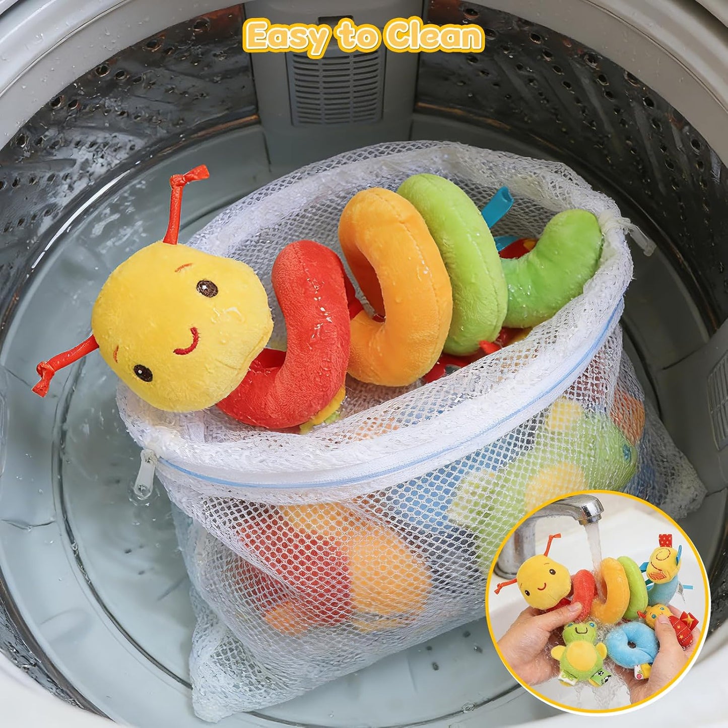 FPVERA Baby Crib Hanging Rattles Toys - Infant Baby Car Seat Around Rattle Toys Cartoon Insect Spiral Hanging Toy with Ringing Bell for Infants Bed Stroller Car Seat Bar for Babies Boys and Girls