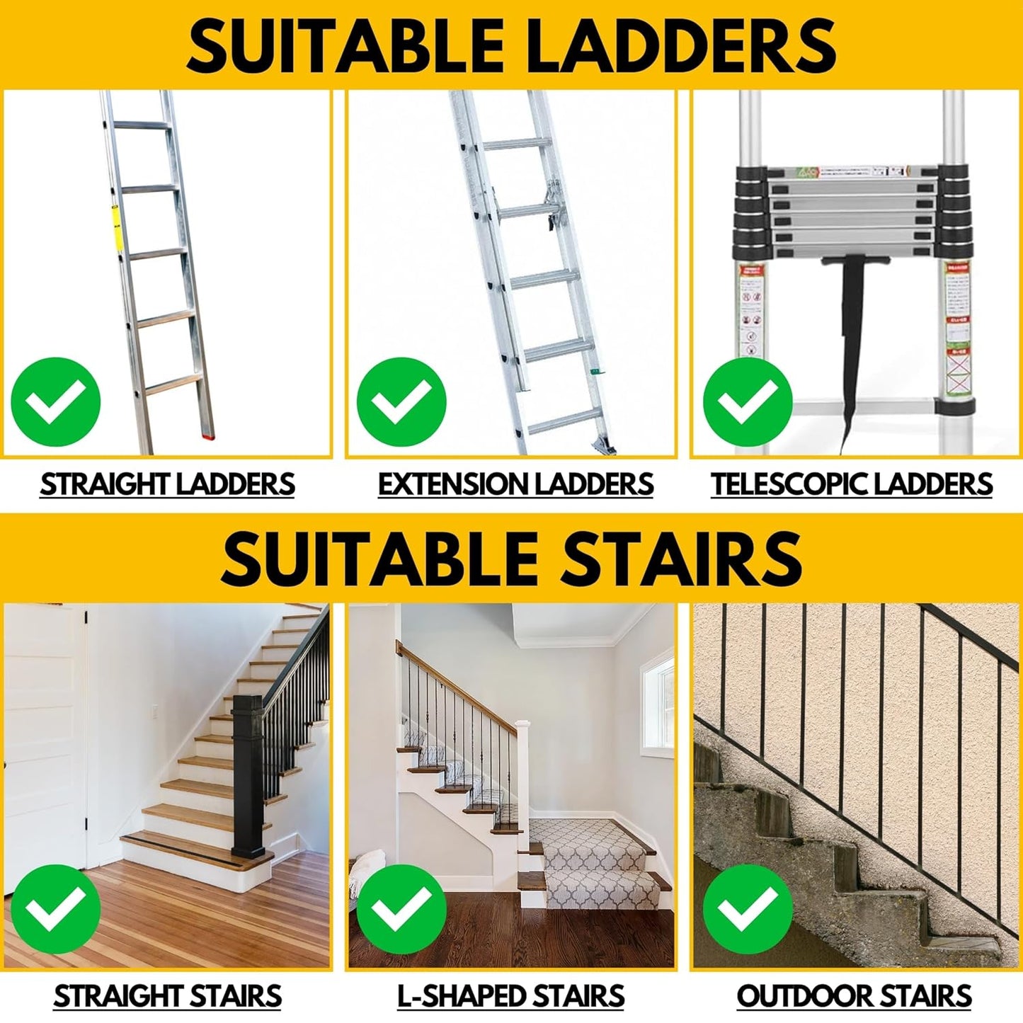 Renovatio Stair Ladder Platform – Ladder Extender & Ladder Leveler for Stairs, Heavy-Duty Adjustable Stabilizer Feet, Galvanized Steel Stairwell Scaffold Platform, 450 lb Load, 24" x 5.5"